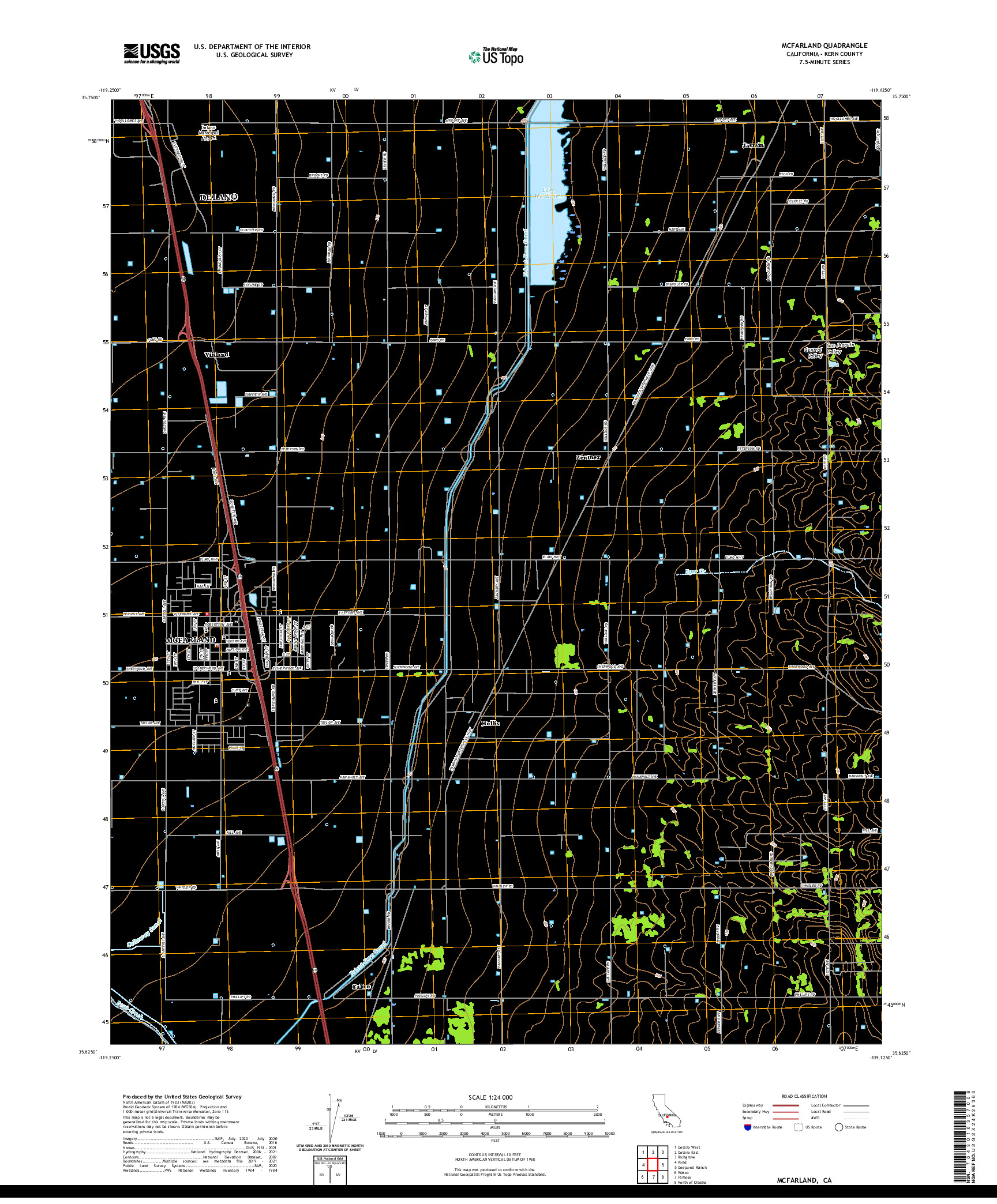 US TOPO 7.5-MINUTE MAP FOR MCFARLAND, CA