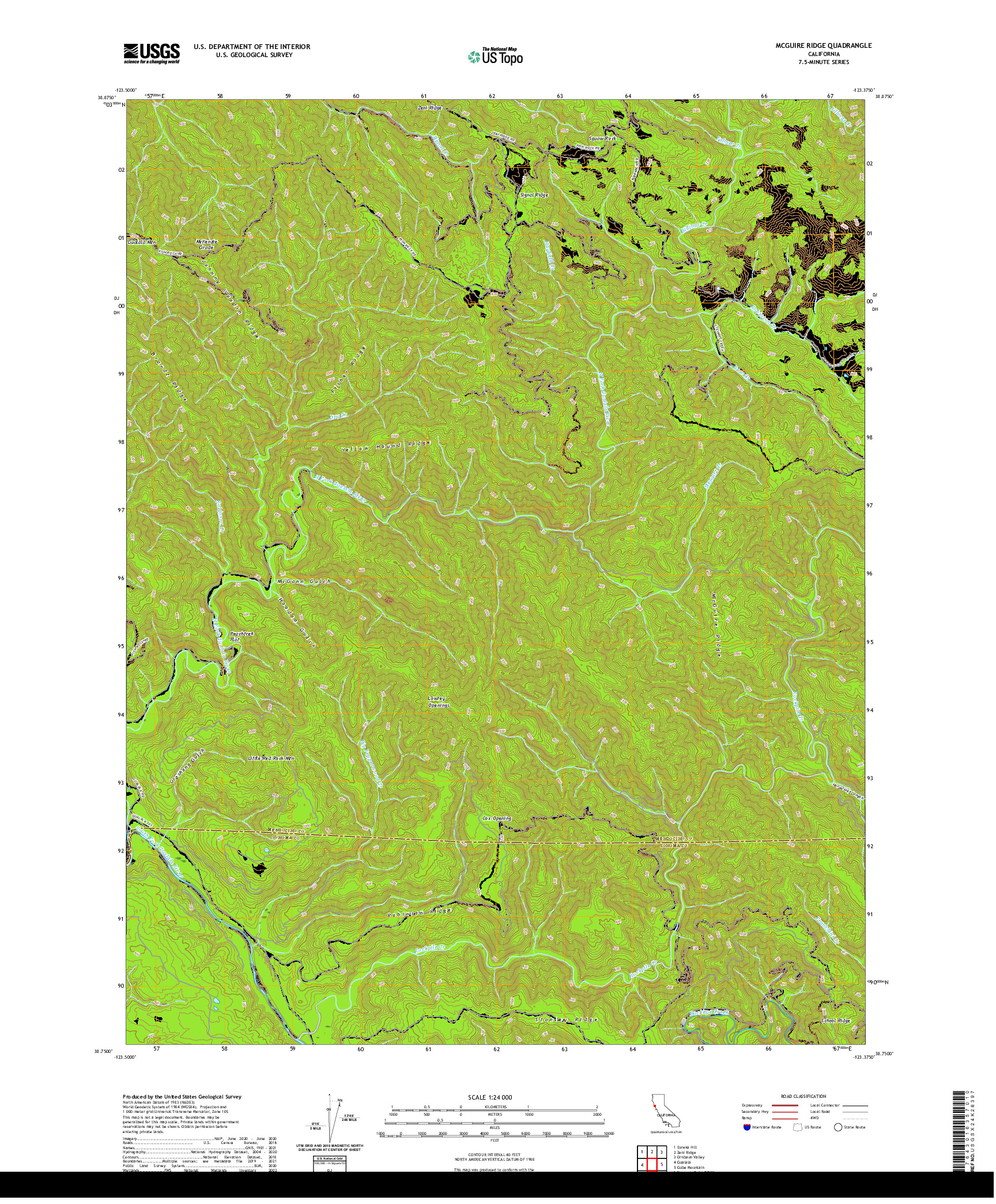 US TOPO 7.5-MINUTE MAP FOR MCGUIRE RIDGE, CA