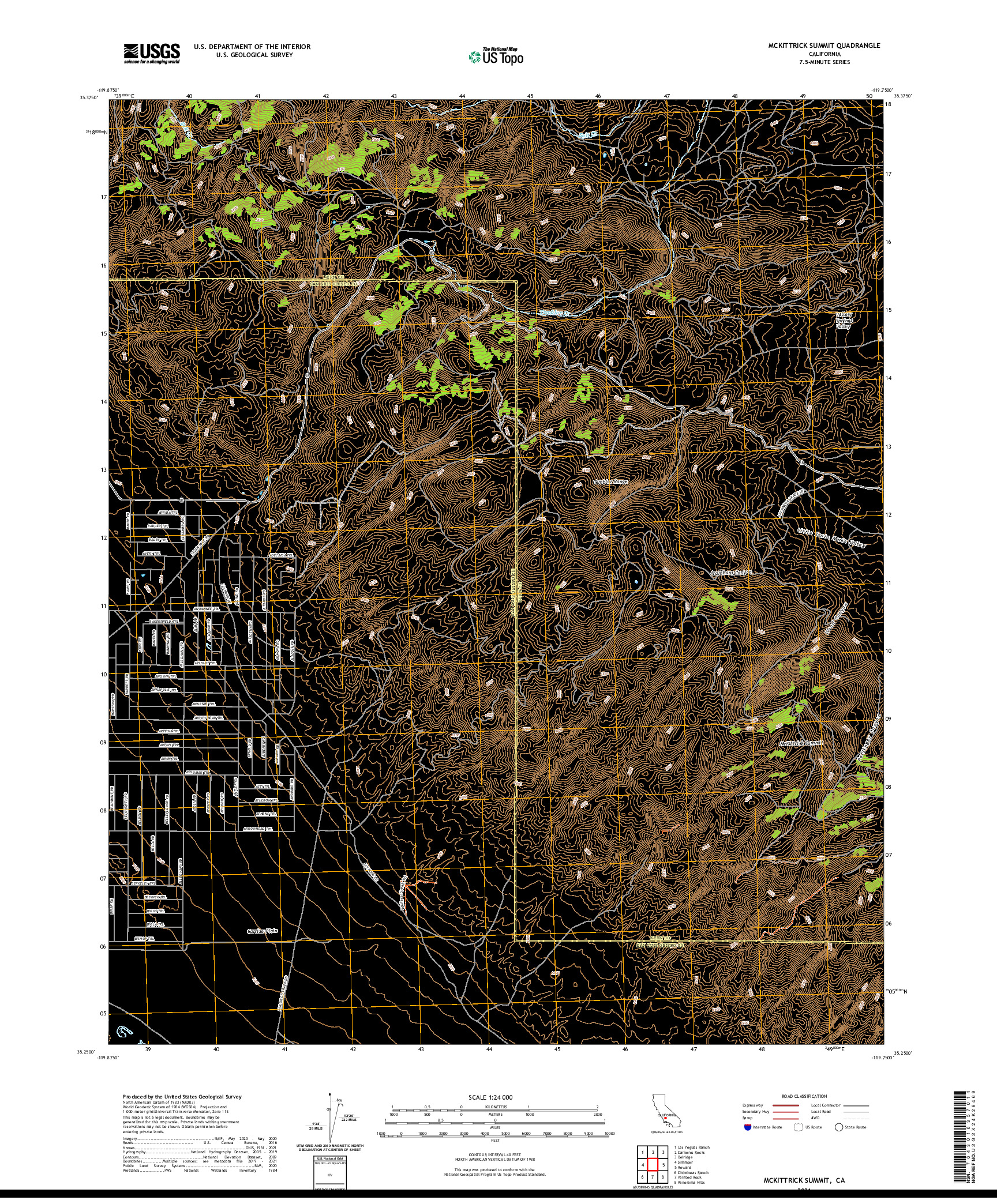 US TOPO 7.5-MINUTE MAP FOR MCKITTRICK SUMMIT, CA