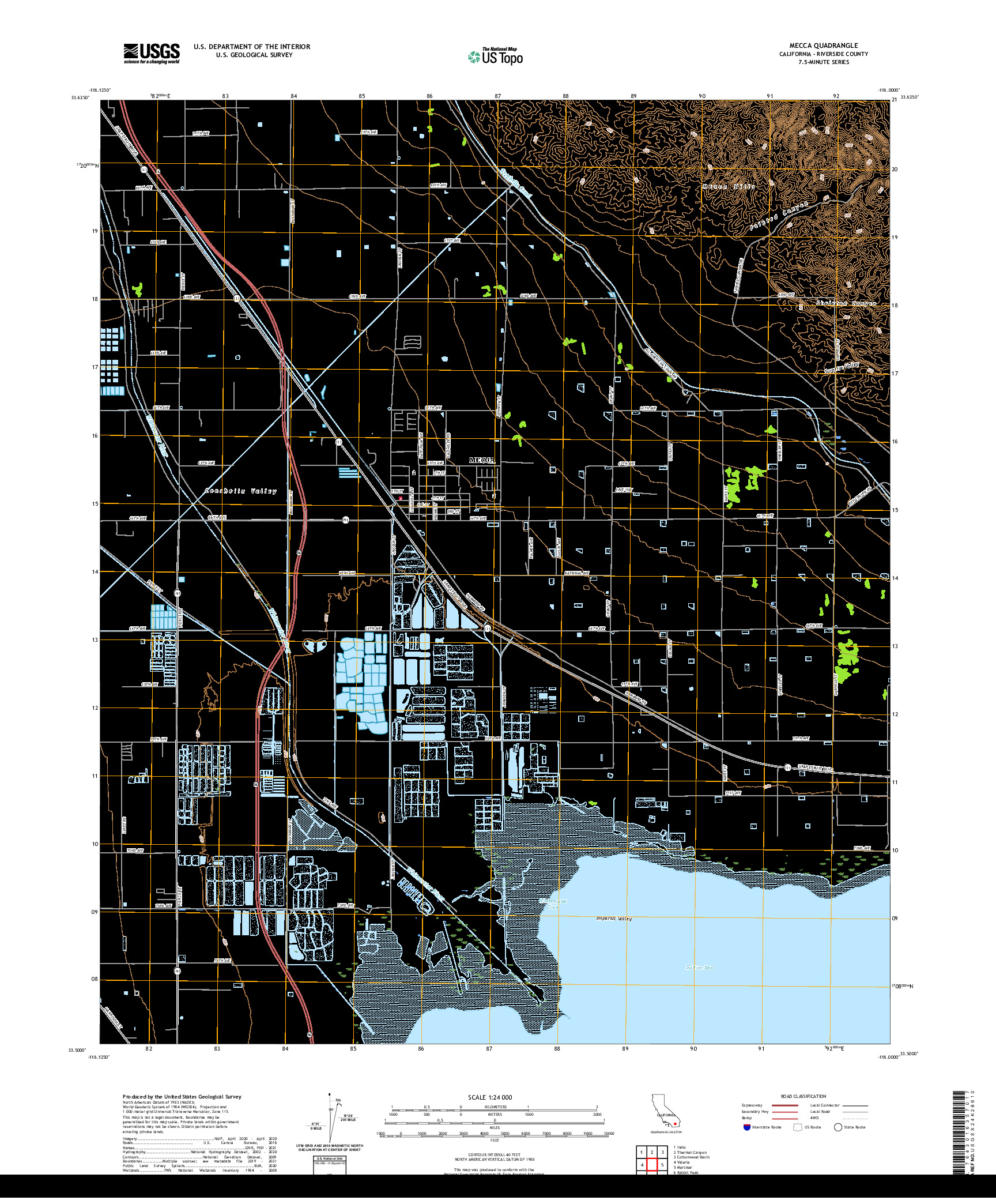 US TOPO 7.5-MINUTE MAP FOR MECCA, CA