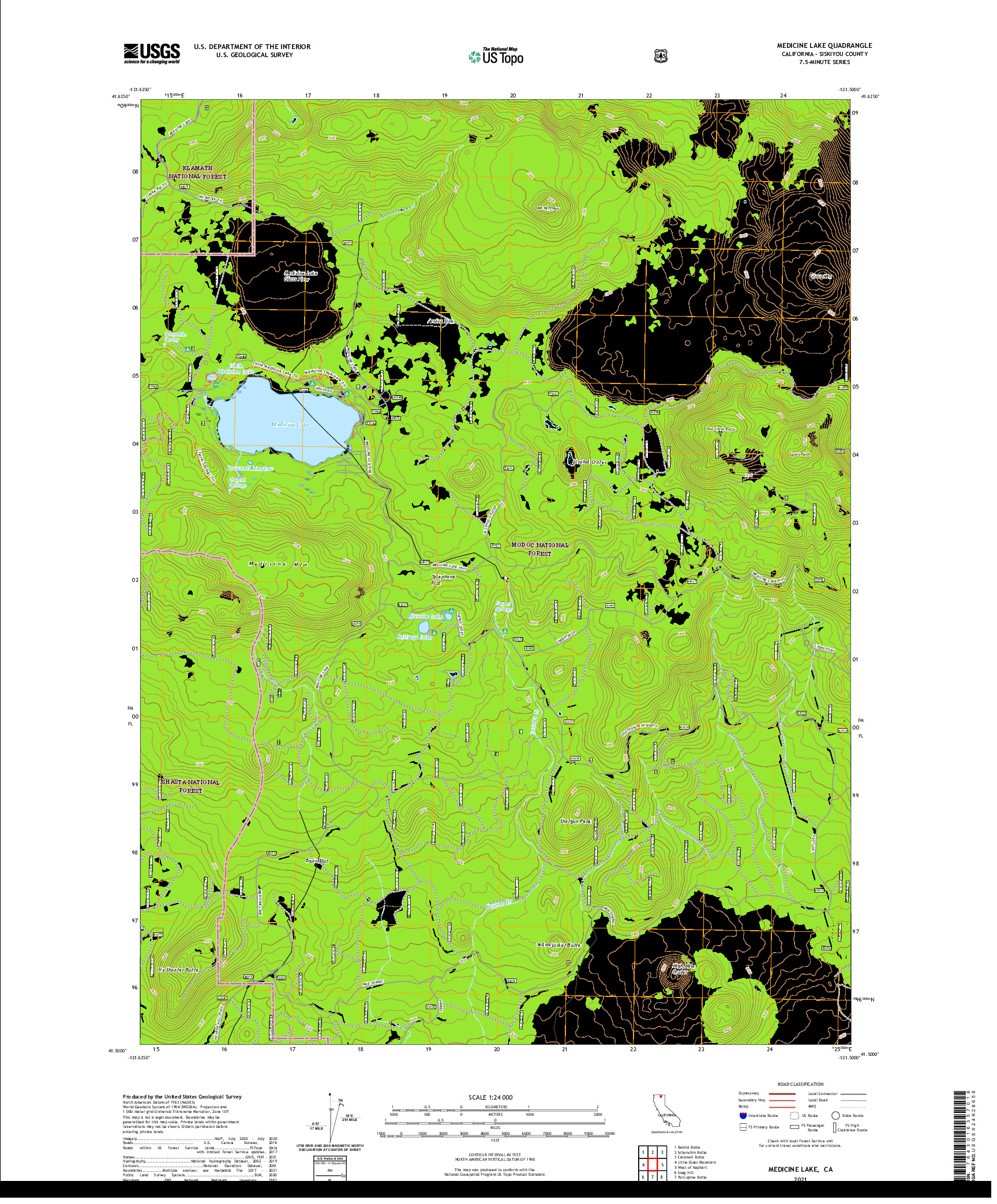 US TOPO 7.5-MINUTE MAP FOR MEDICINE LAKE, CA