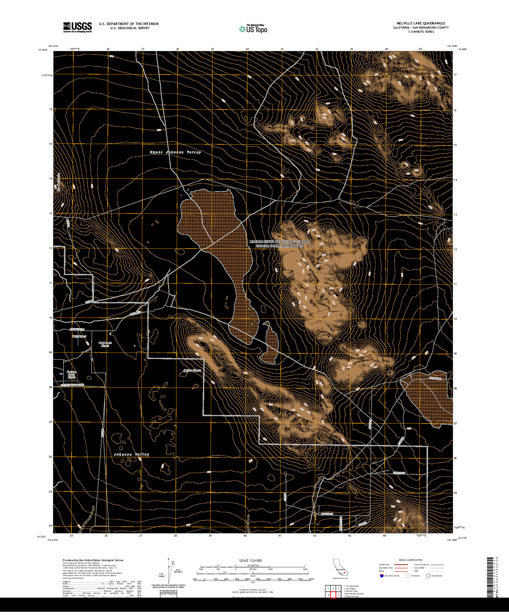 US TOPO 7.5-MINUTE MAP FOR MELVILLE LAKE, CA