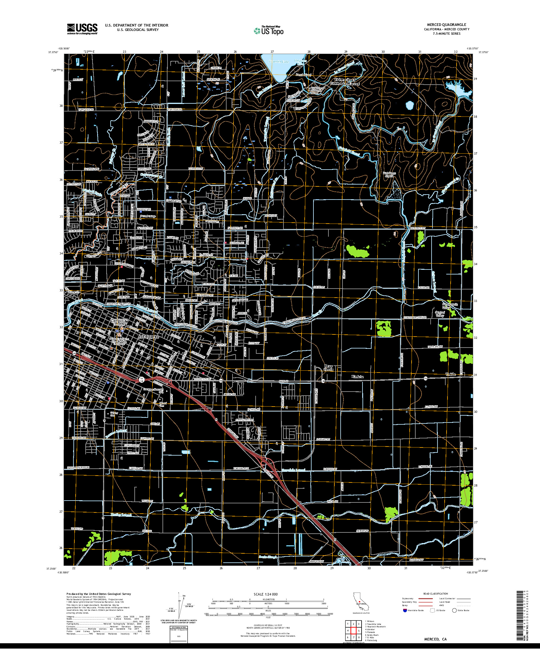 US TOPO 7.5-MINUTE MAP FOR MERCED, CA