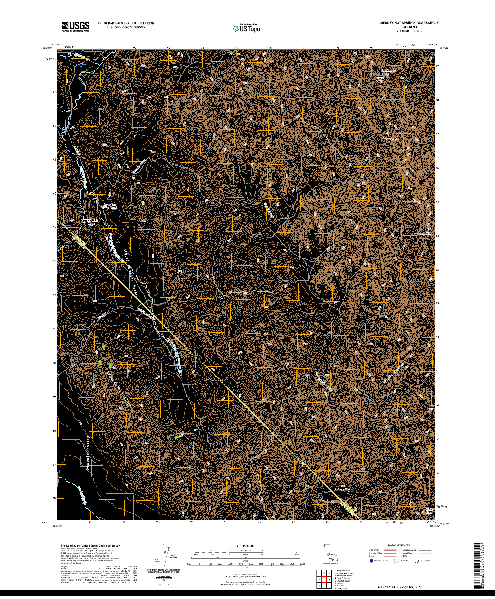 US TOPO 7.5-MINUTE MAP FOR MERCEY HOT SPRINGS, CA