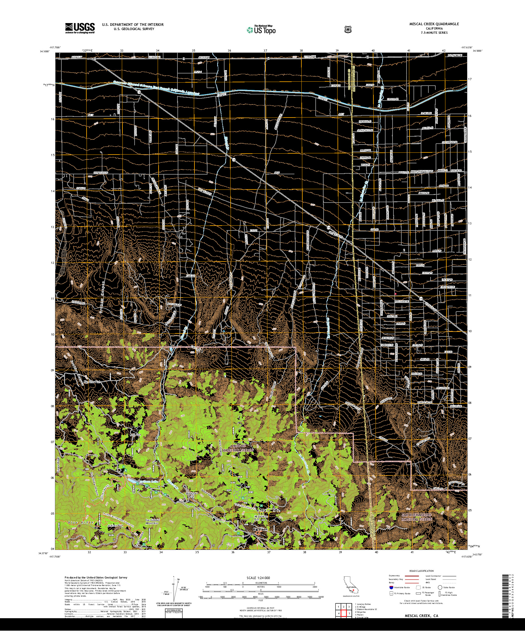US TOPO 7.5-MINUTE MAP FOR MESCAL CREEK, CA