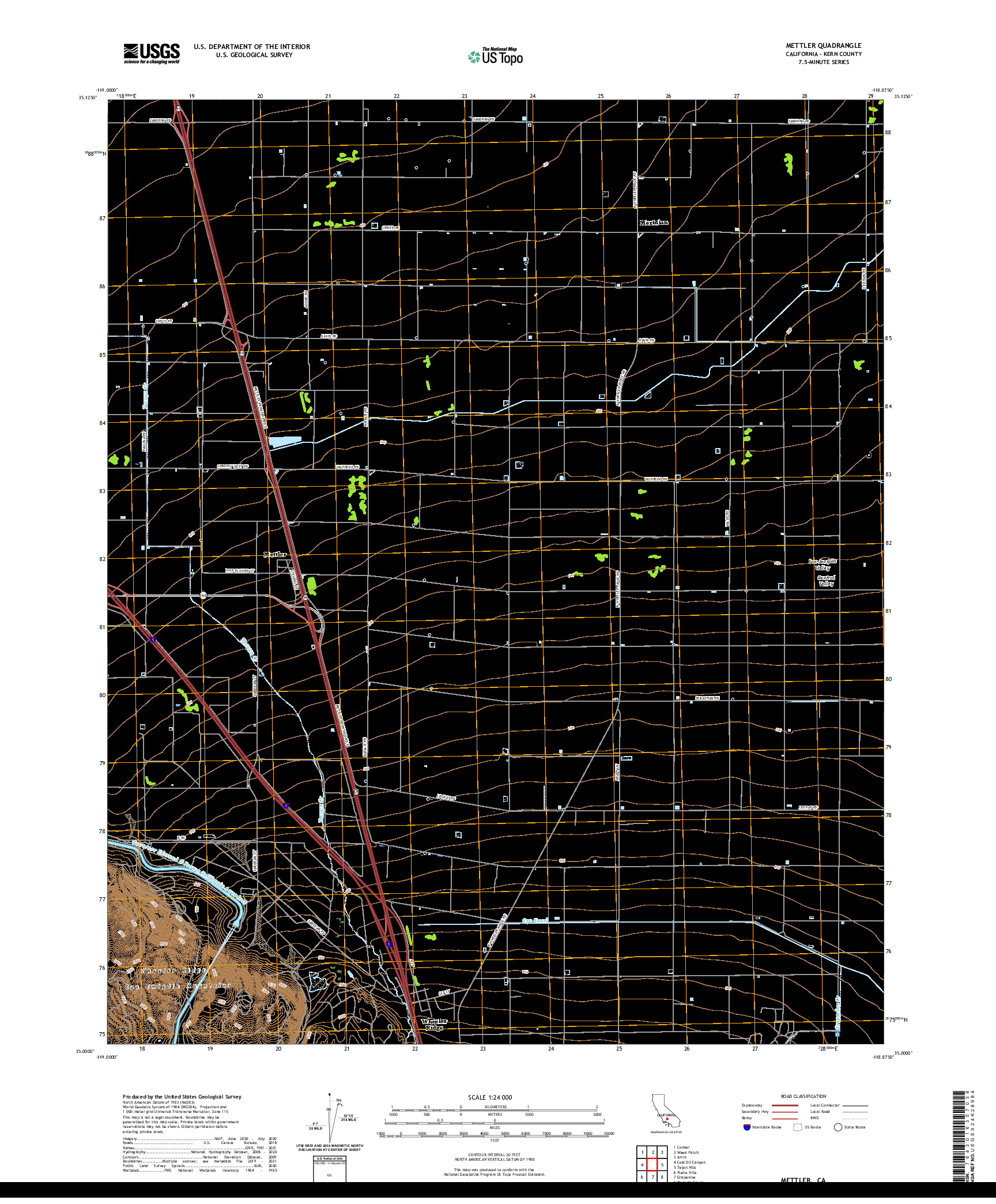 US TOPO 7.5-MINUTE MAP FOR METTLER, CA
