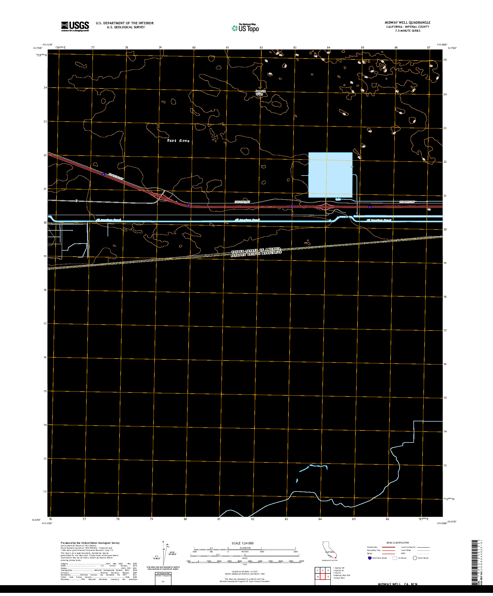 US TOPO 7.5-MINUTE MAP FOR MIDWAY WELL, CA,BCN