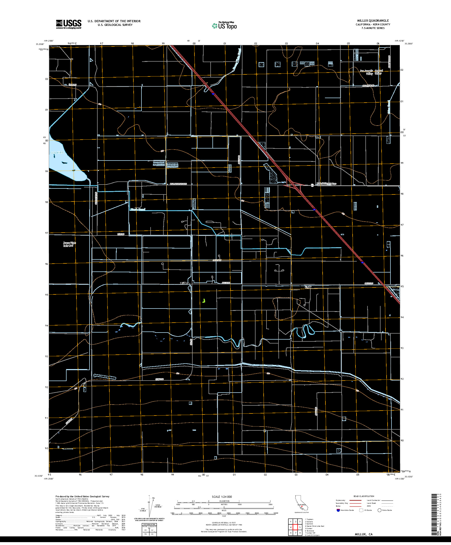 US TOPO 7.5-MINUTE MAP FOR MILLUX, CA