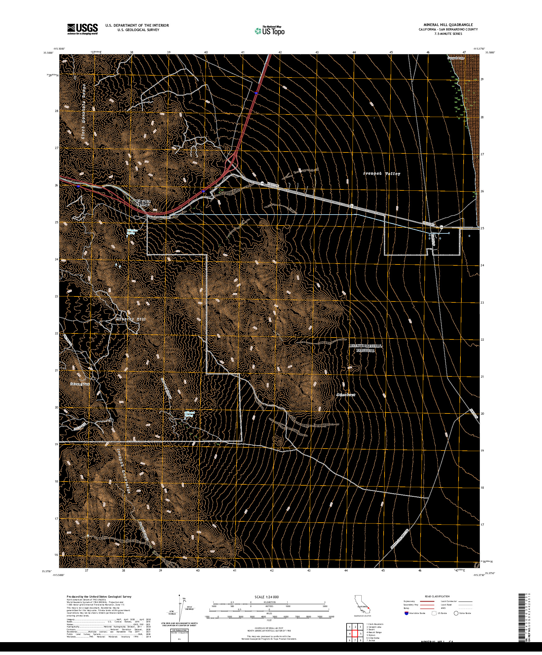 US TOPO 7.5-MINUTE MAP FOR MINERAL HILL, CA