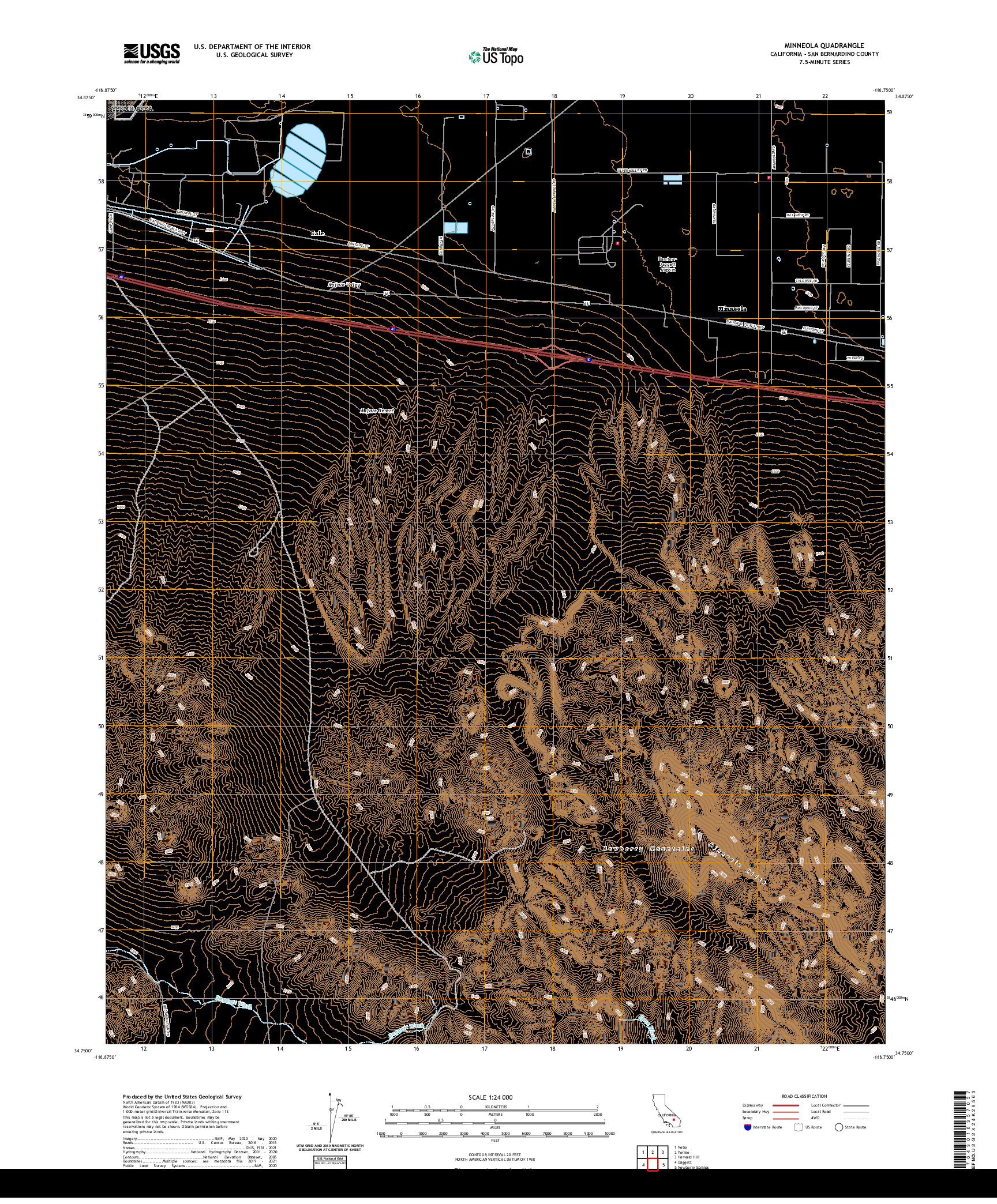 US TOPO 7.5-MINUTE MAP FOR MINNEOLA, CA