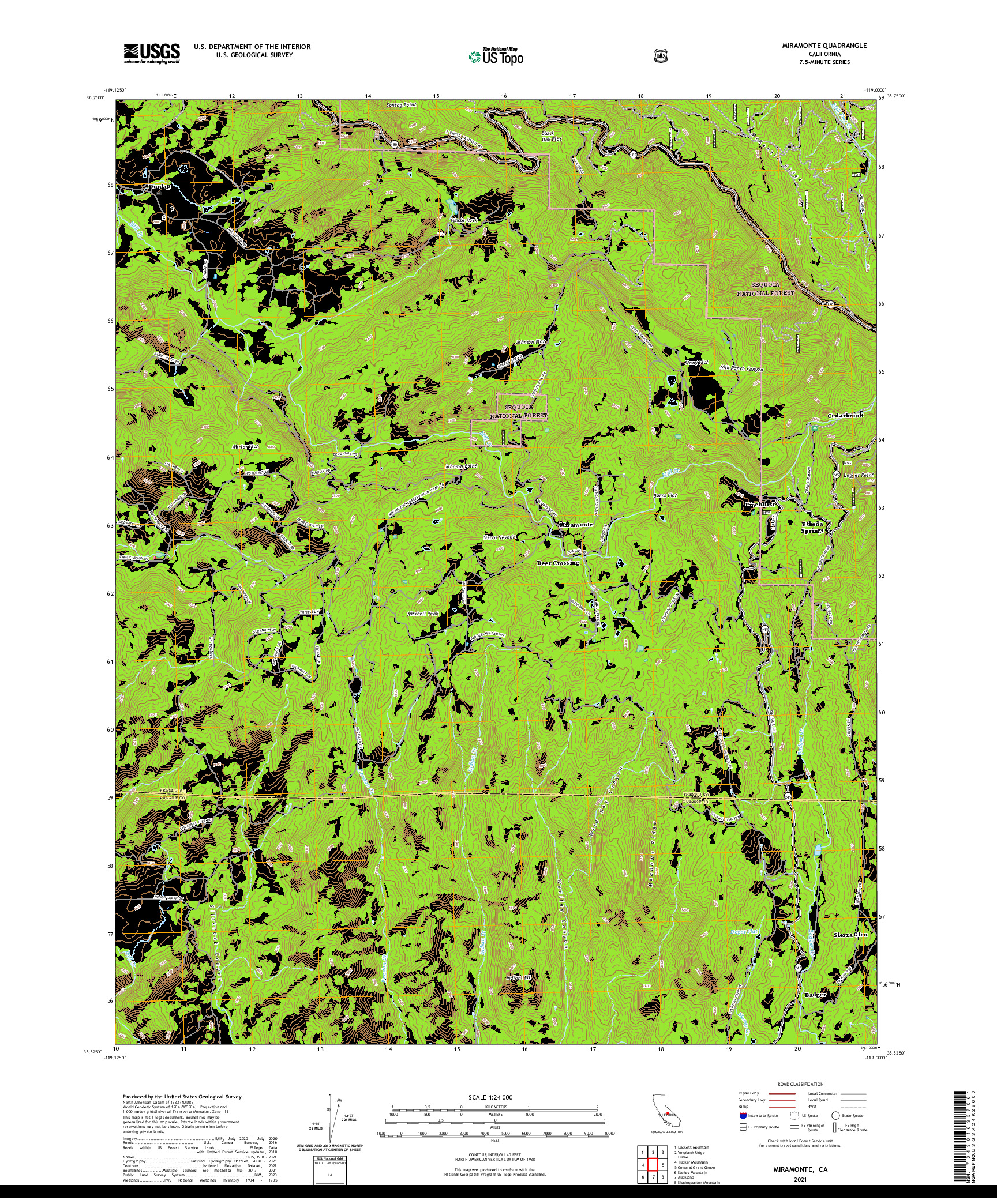 US TOPO 7.5-MINUTE MAP FOR MIRAMONTE, CA