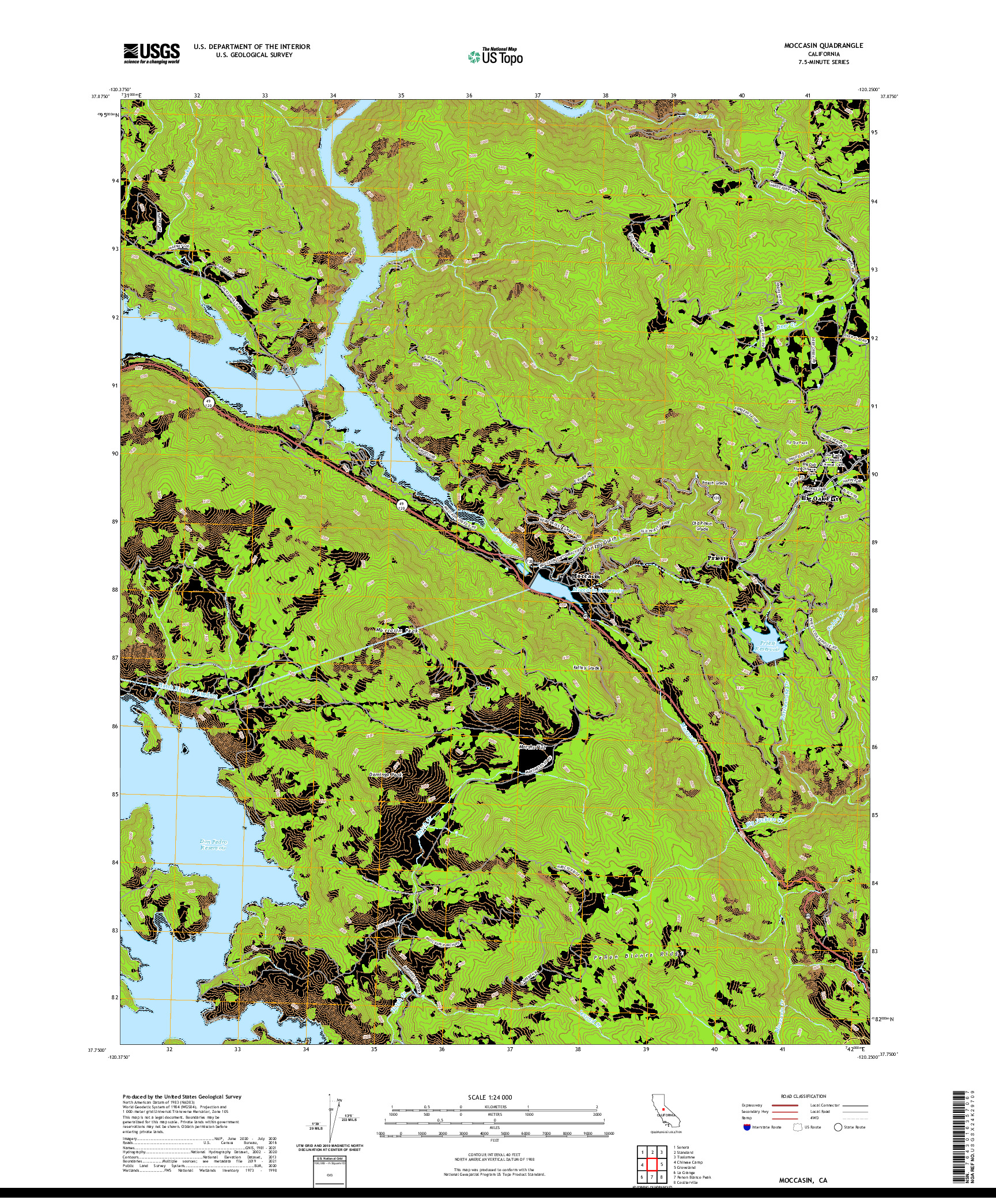 US TOPO 7.5-MINUTE MAP FOR MOCCASIN, CA