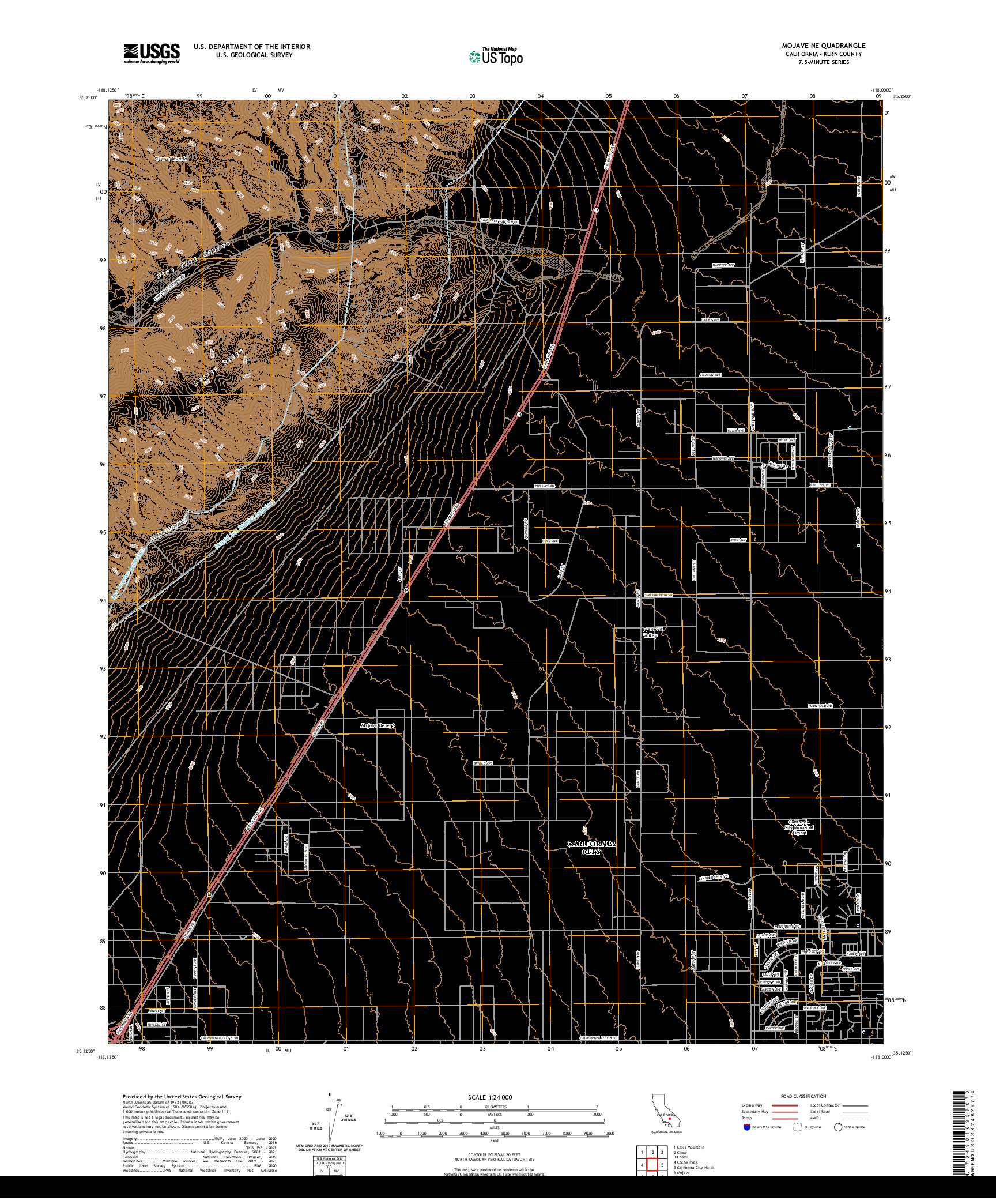 US TOPO 7.5-MINUTE MAP FOR MOJAVE NE, CA