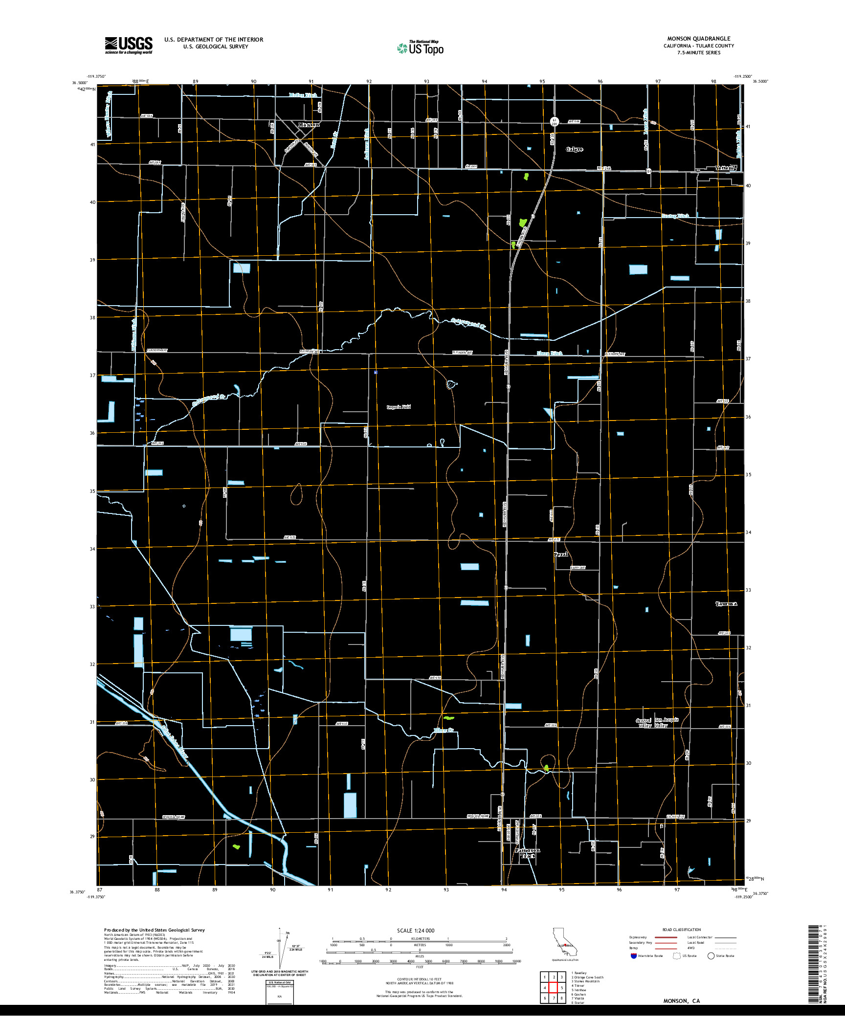 US TOPO 7.5-MINUTE MAP FOR MONSON, CA