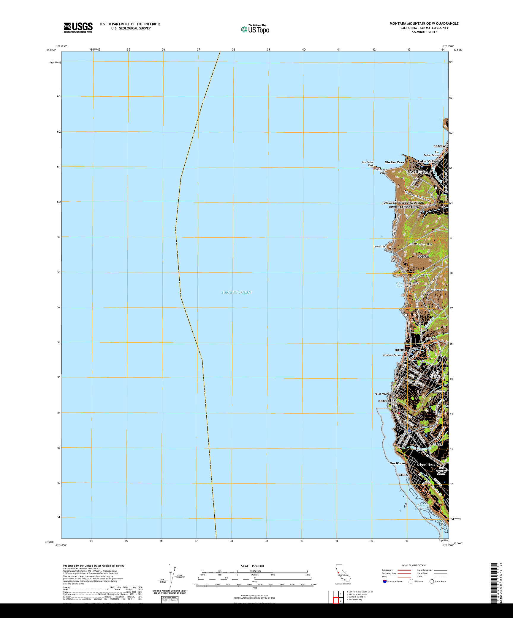 US TOPO 7.5-MINUTE MAP FOR MONTARA MOUNTAIN OE W, CA