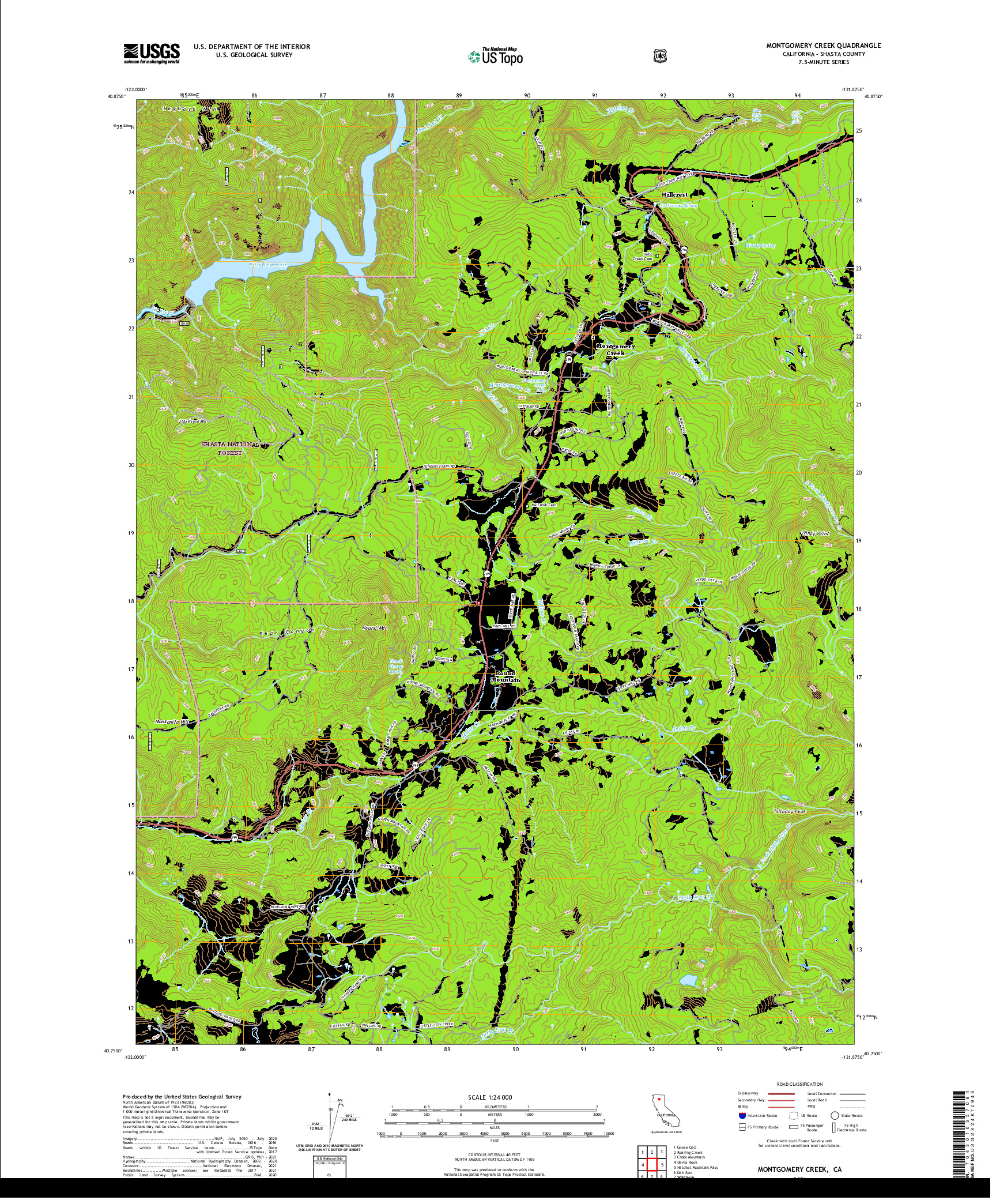 US TOPO 7.5-MINUTE MAP FOR MONTGOMERY CREEK, CA