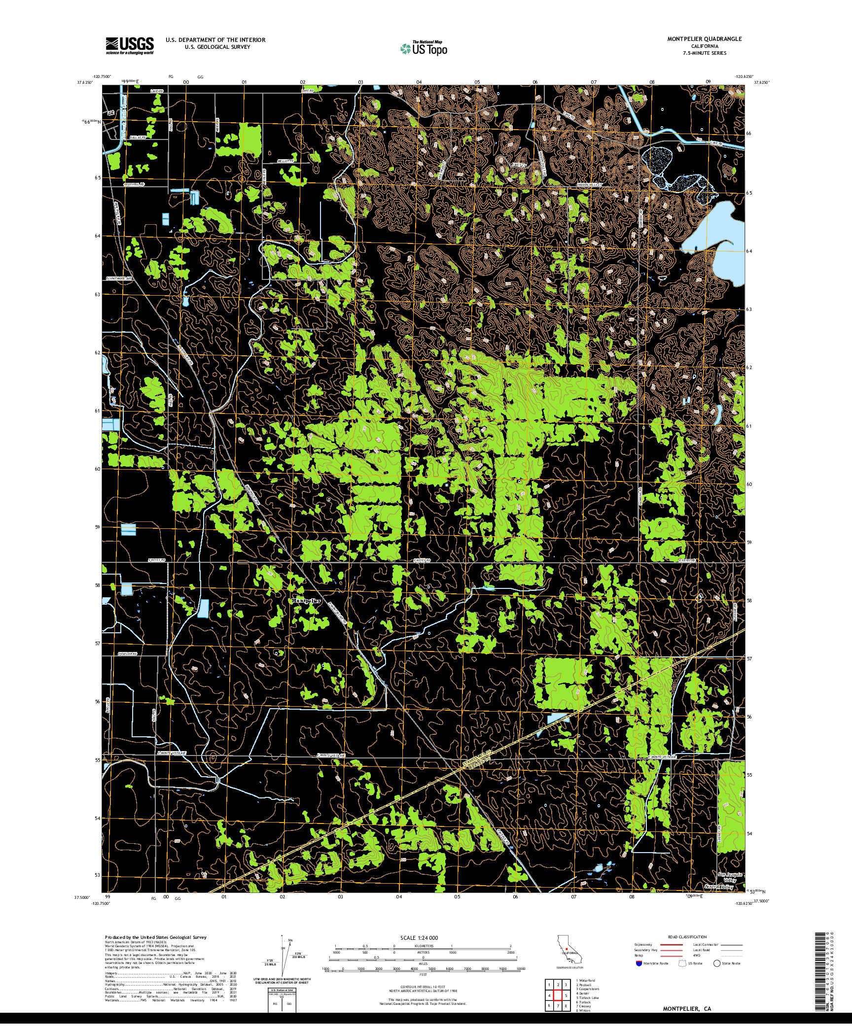 US TOPO 7.5-MINUTE MAP FOR MONTPELIER, CA