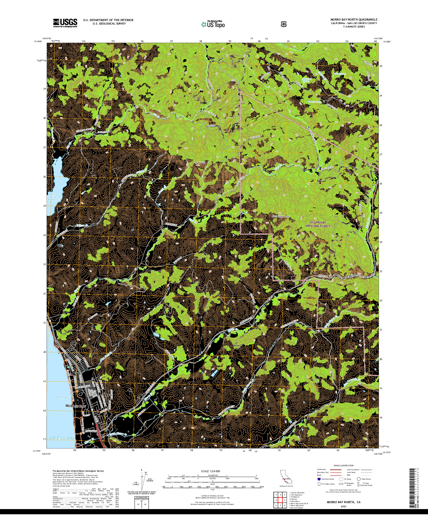 US TOPO 7.5-MINUTE MAP FOR MORRO BAY NORTH, CA