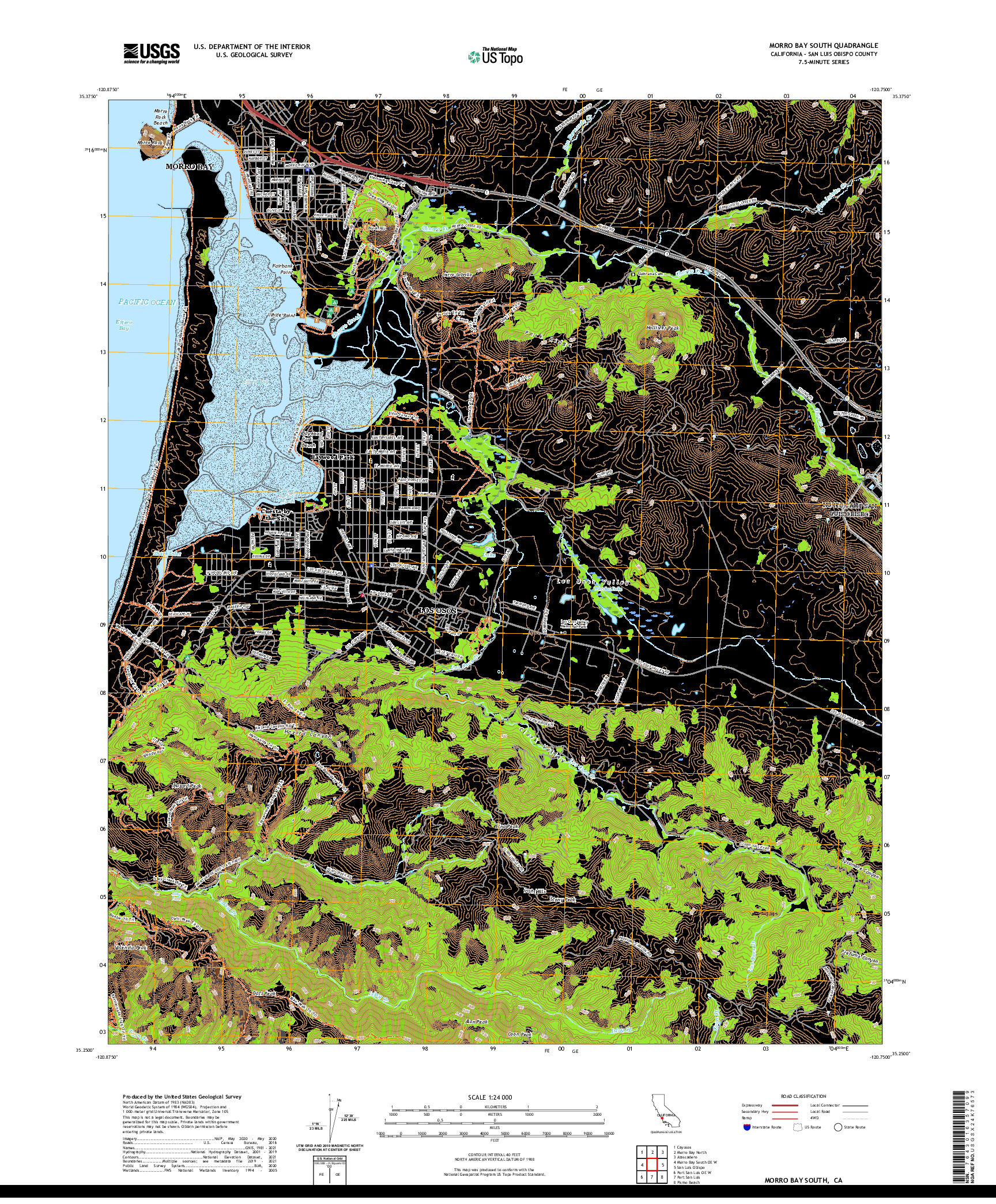 US TOPO 7.5-MINUTE MAP FOR MORRO BAY SOUTH, CA