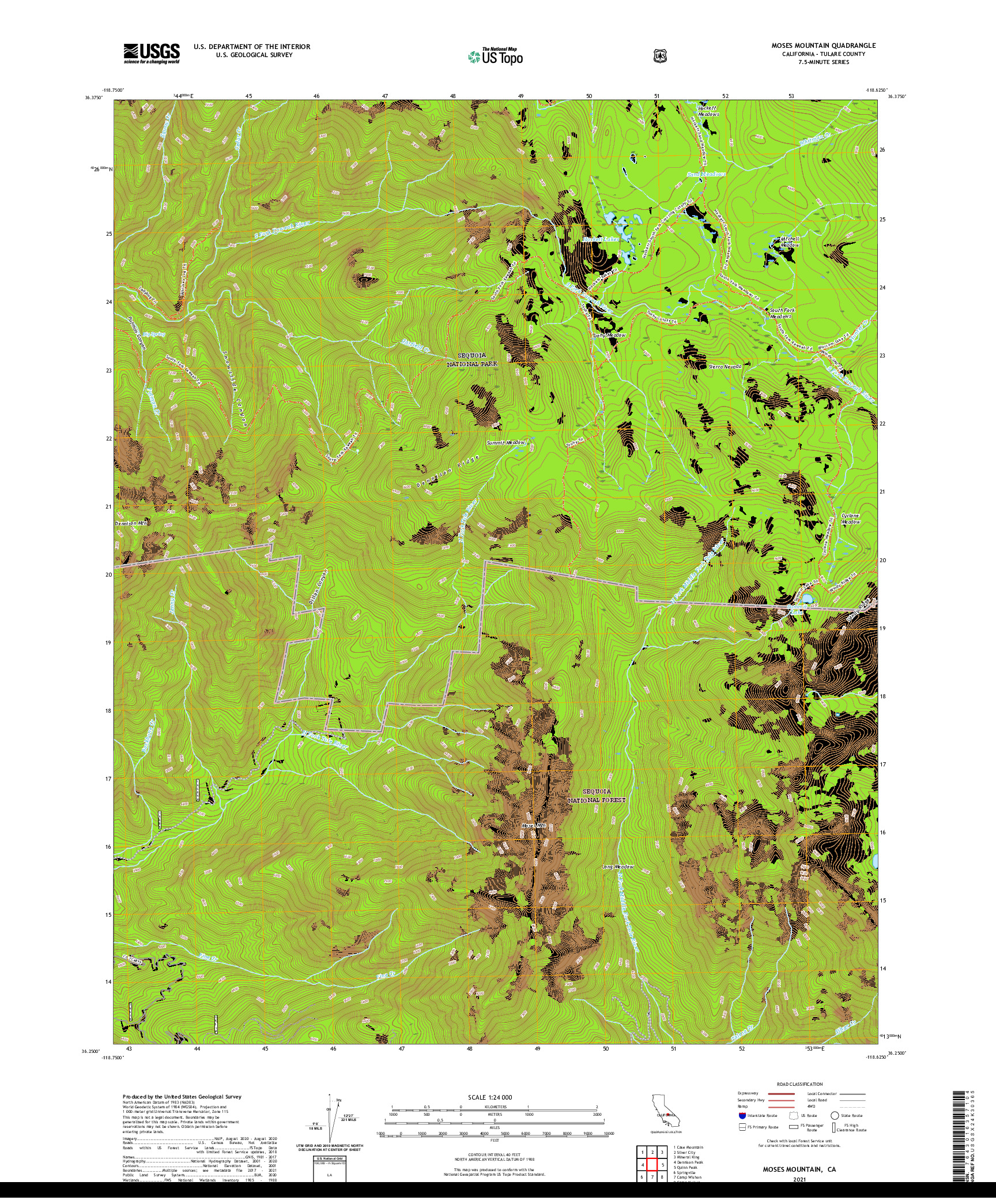 US TOPO 7.5-MINUTE MAP FOR MOSES MOUNTAIN, CA