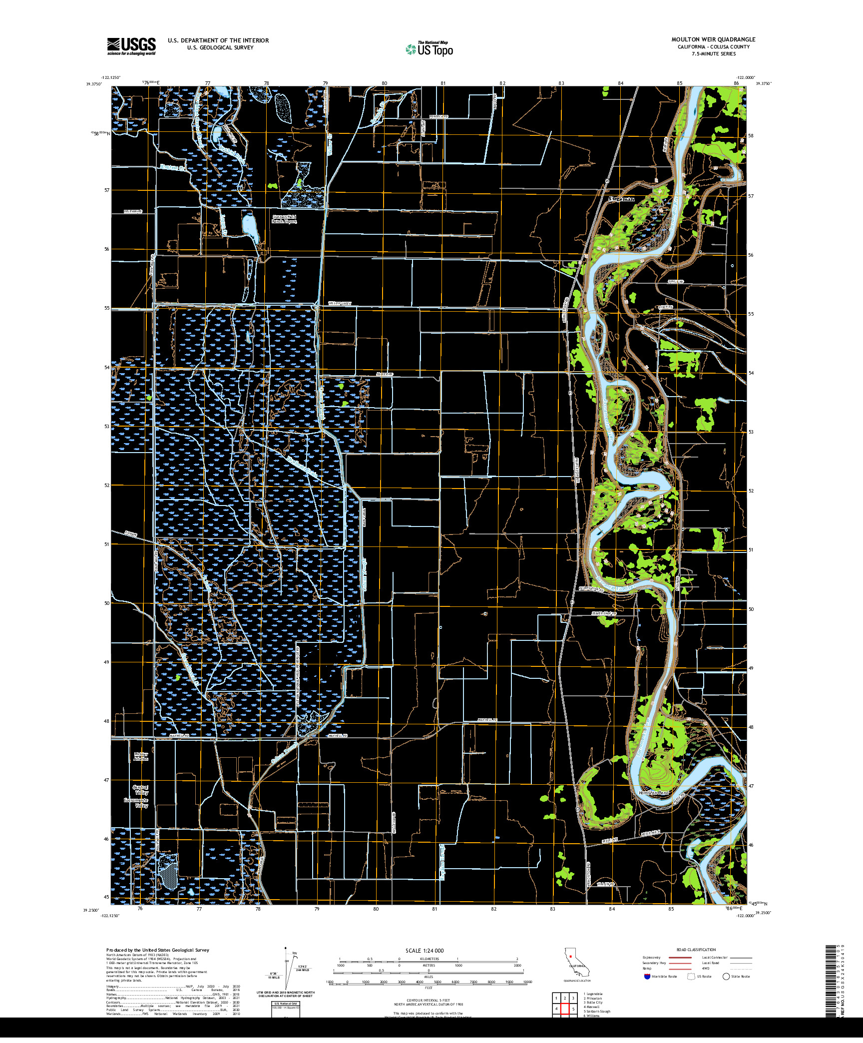 US TOPO 7.5-MINUTE MAP FOR MOULTON WEIR, CA