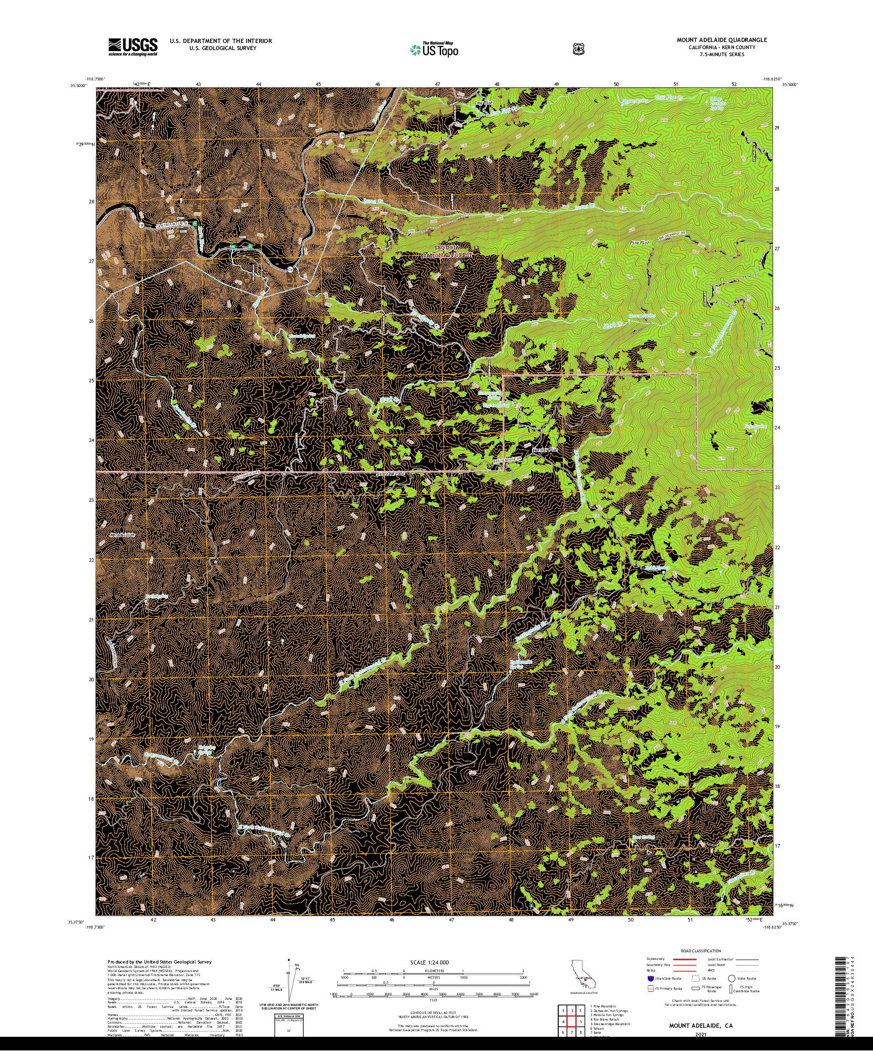 US TOPO 7.5-MINUTE MAP FOR MOUNT ADELAIDE, CA