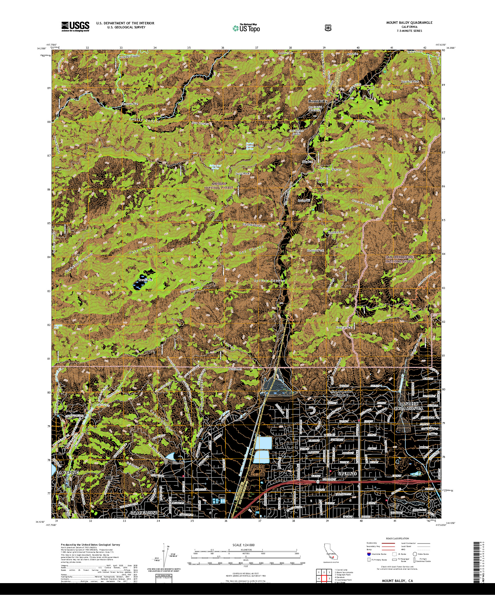 US TOPO 7.5-MINUTE MAP FOR MOUNT BALDY, CA