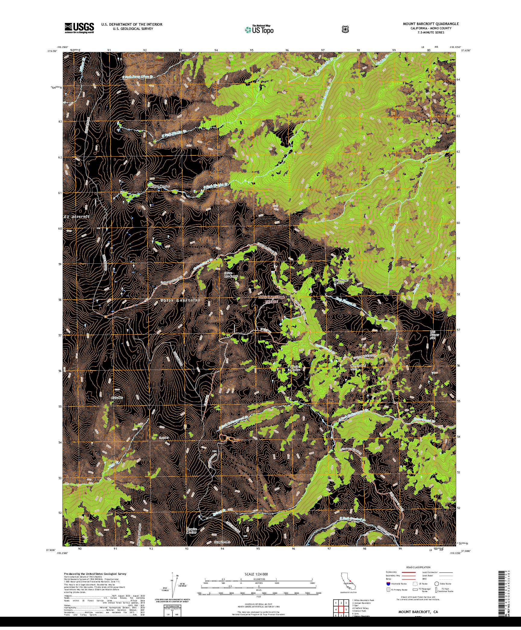 US TOPO 7.5-MINUTE MAP FOR MOUNT BARCROFT, CA