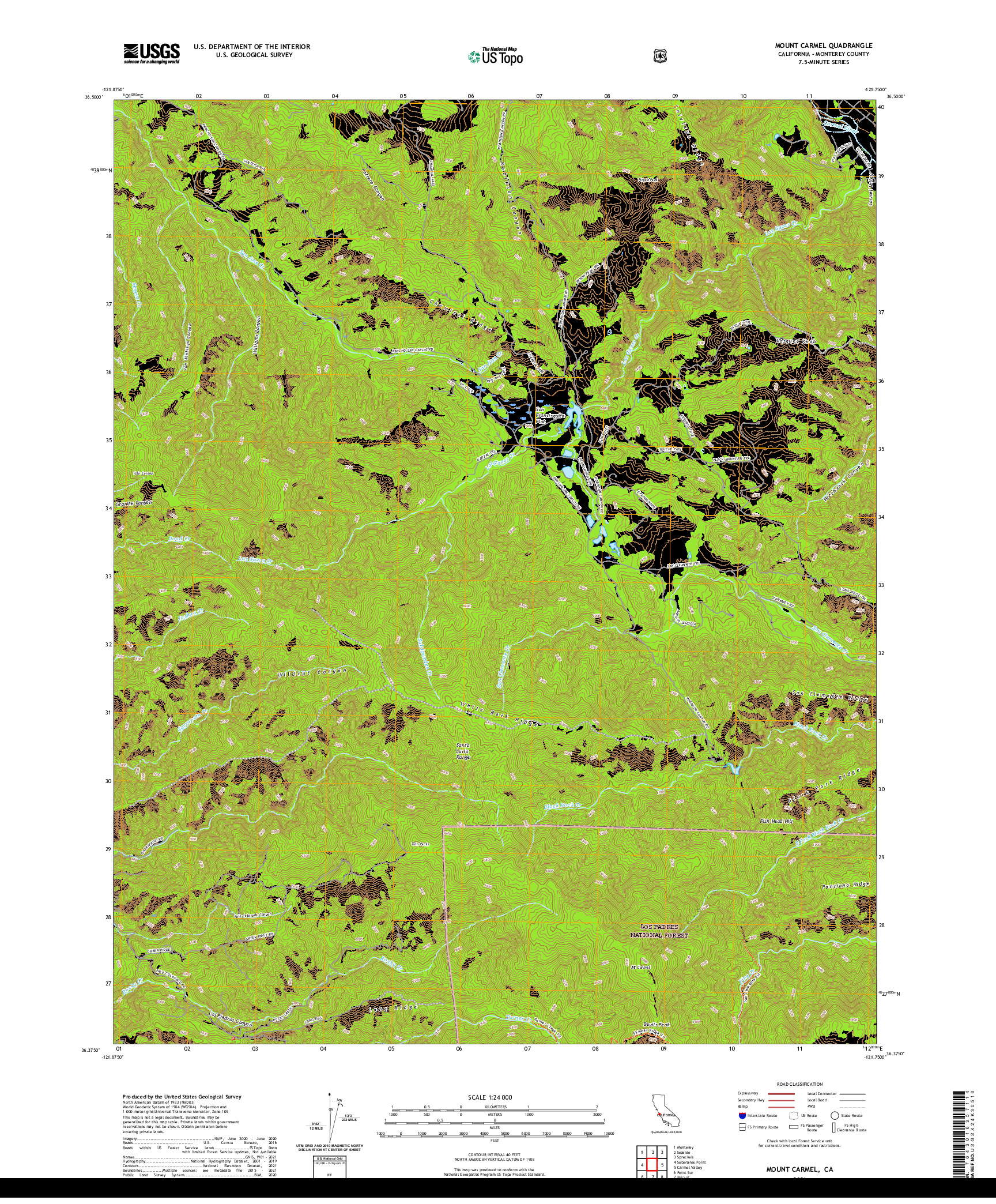 US TOPO 7.5-MINUTE MAP FOR MOUNT CARMEL, CA