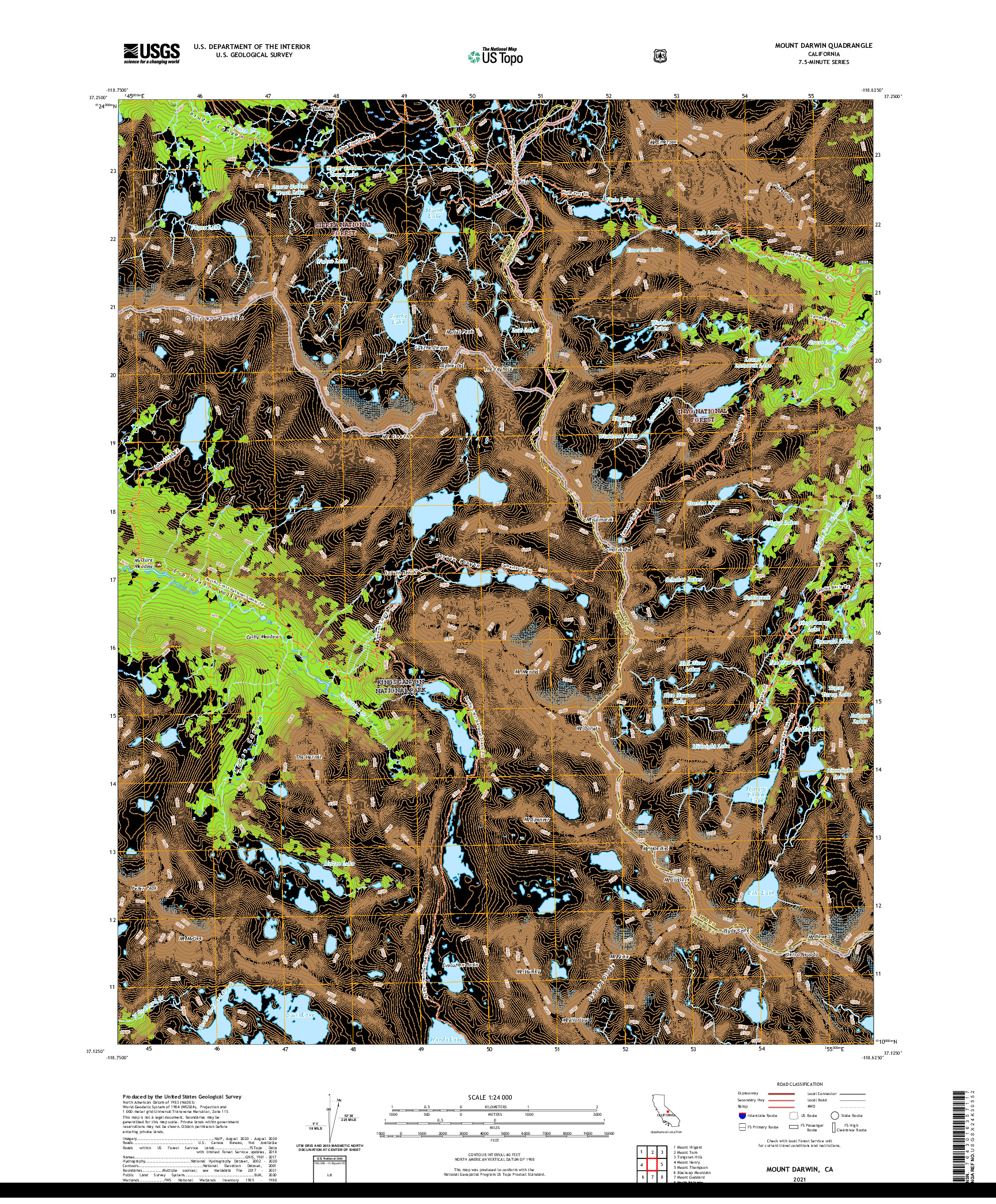 US TOPO 7.5-MINUTE MAP FOR MOUNT DARWIN, CA