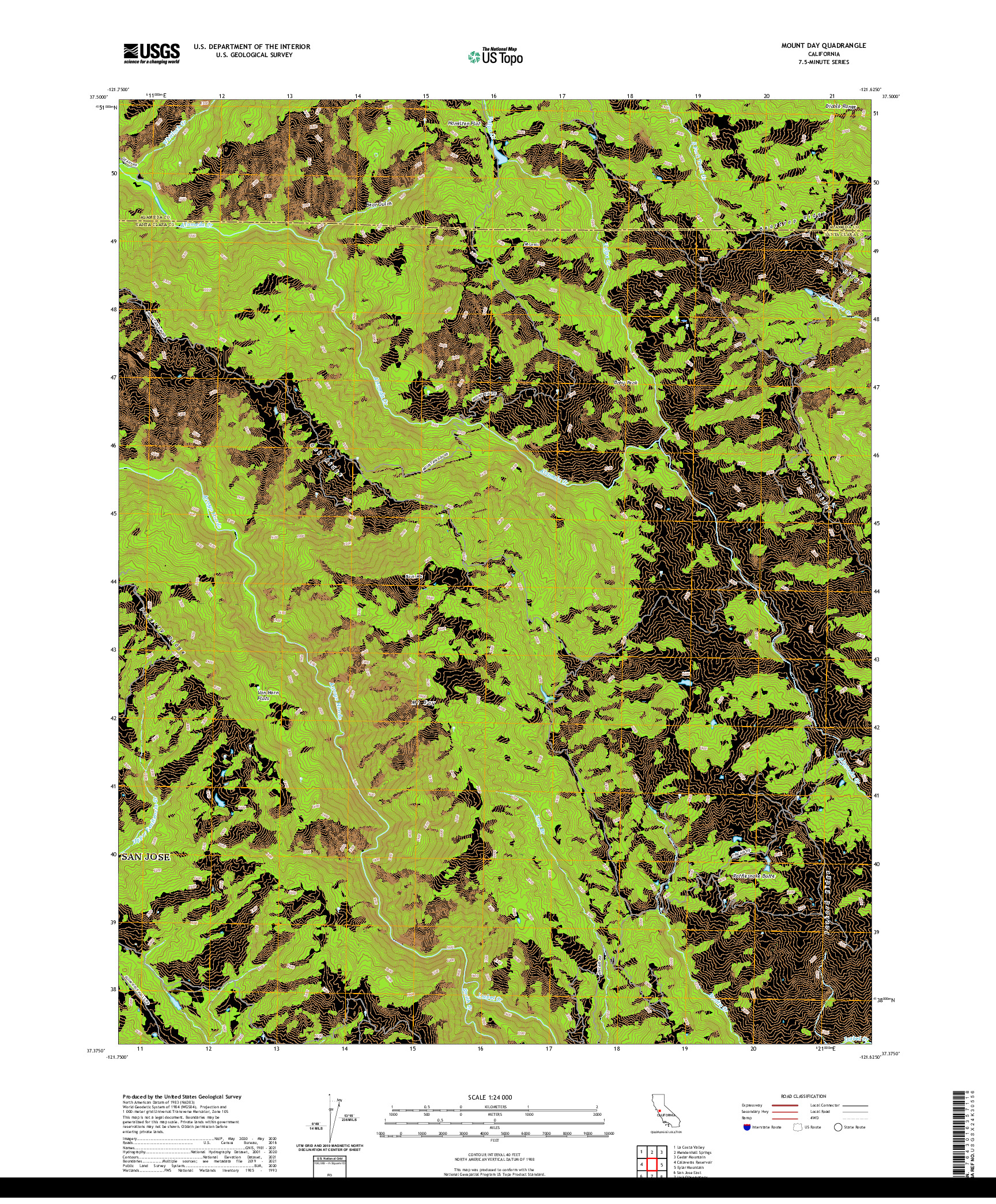 US TOPO 7.5-MINUTE MAP FOR MOUNT DAY, CA