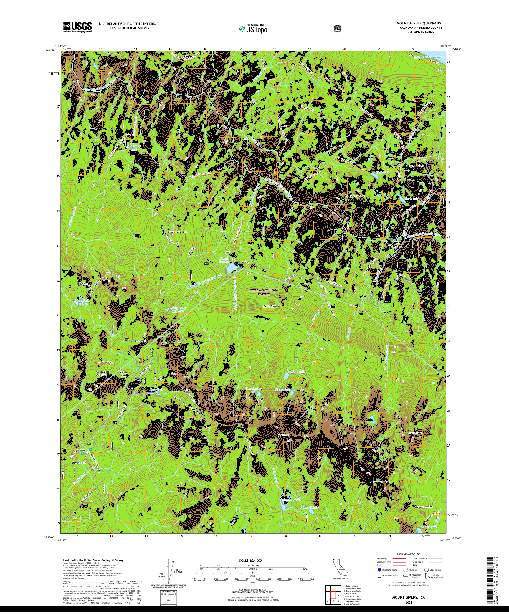 US TOPO 7.5-MINUTE MAP FOR MOUNT GIVENS, CA