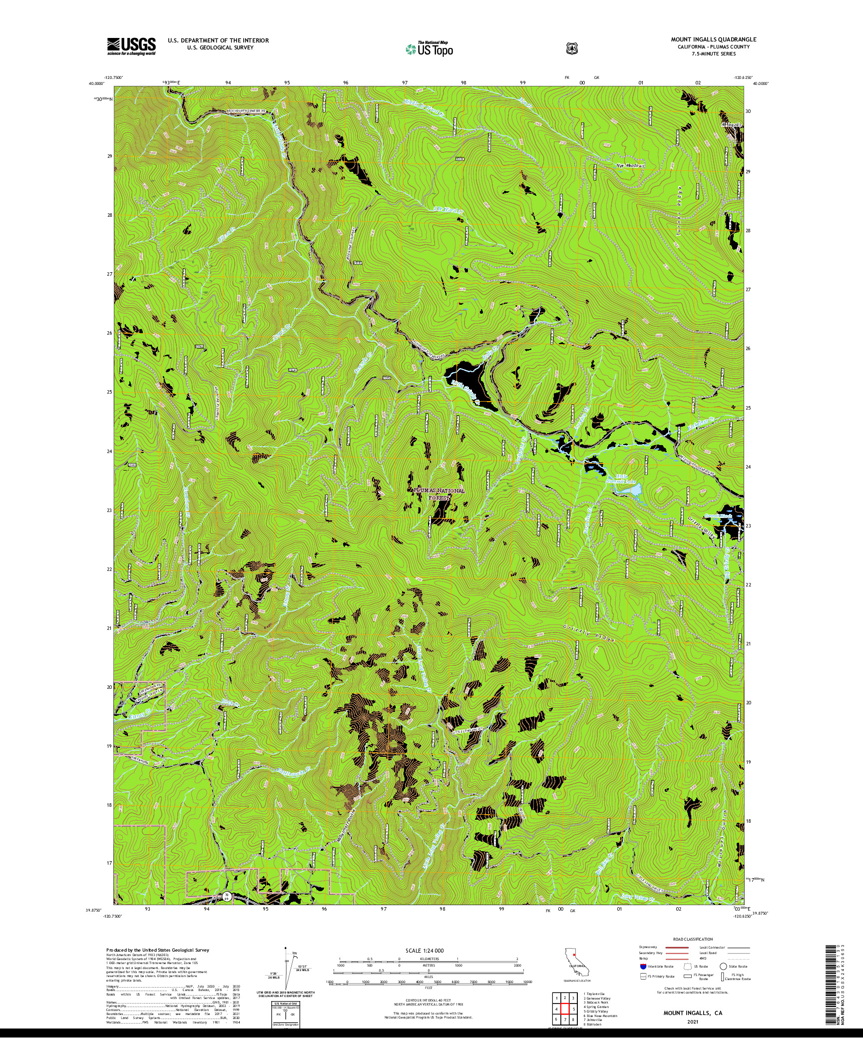 US TOPO 7.5-MINUTE MAP FOR MOUNT INGALLS, CA