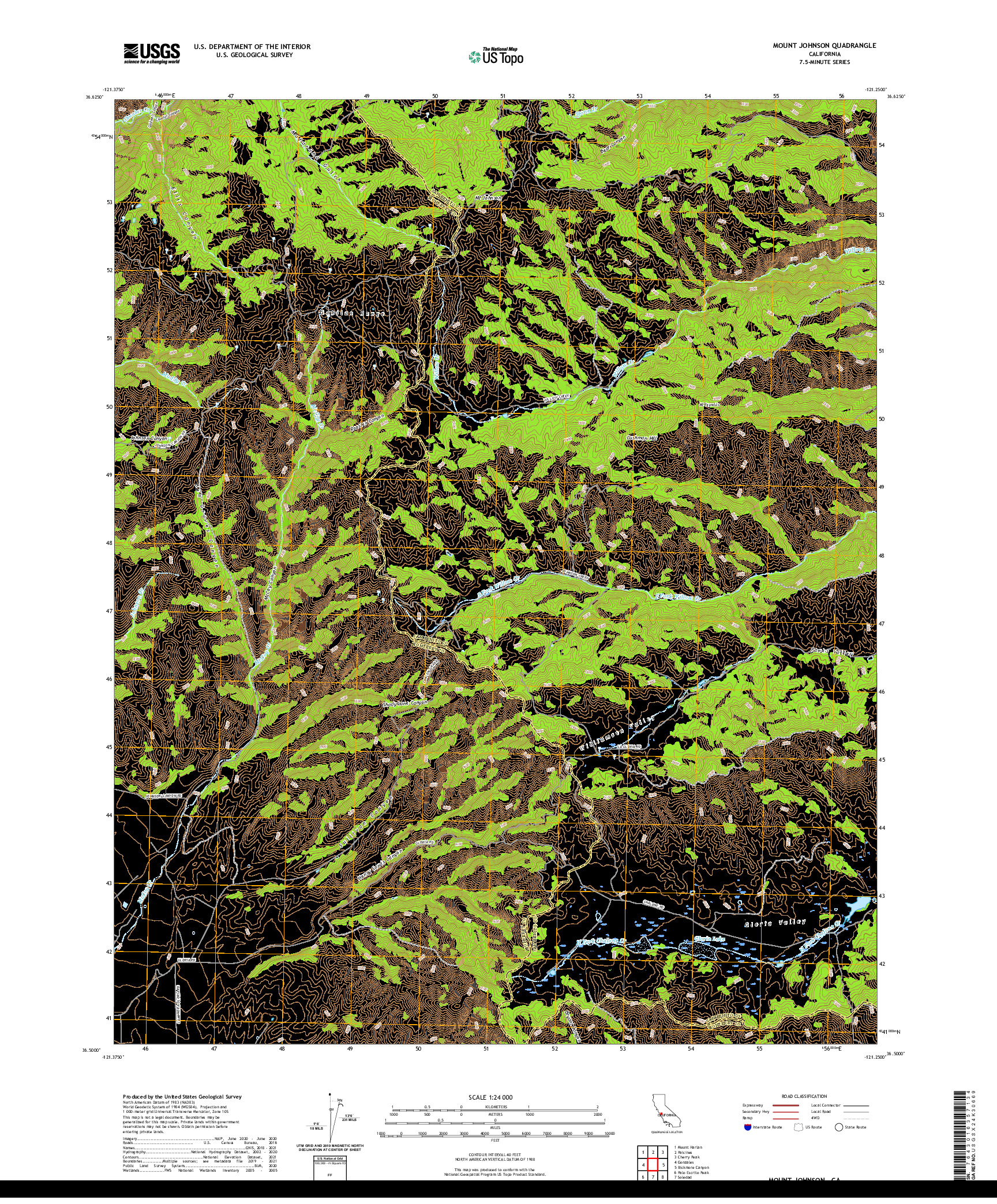 US TOPO 7.5-MINUTE MAP FOR MOUNT JOHNSON, CA