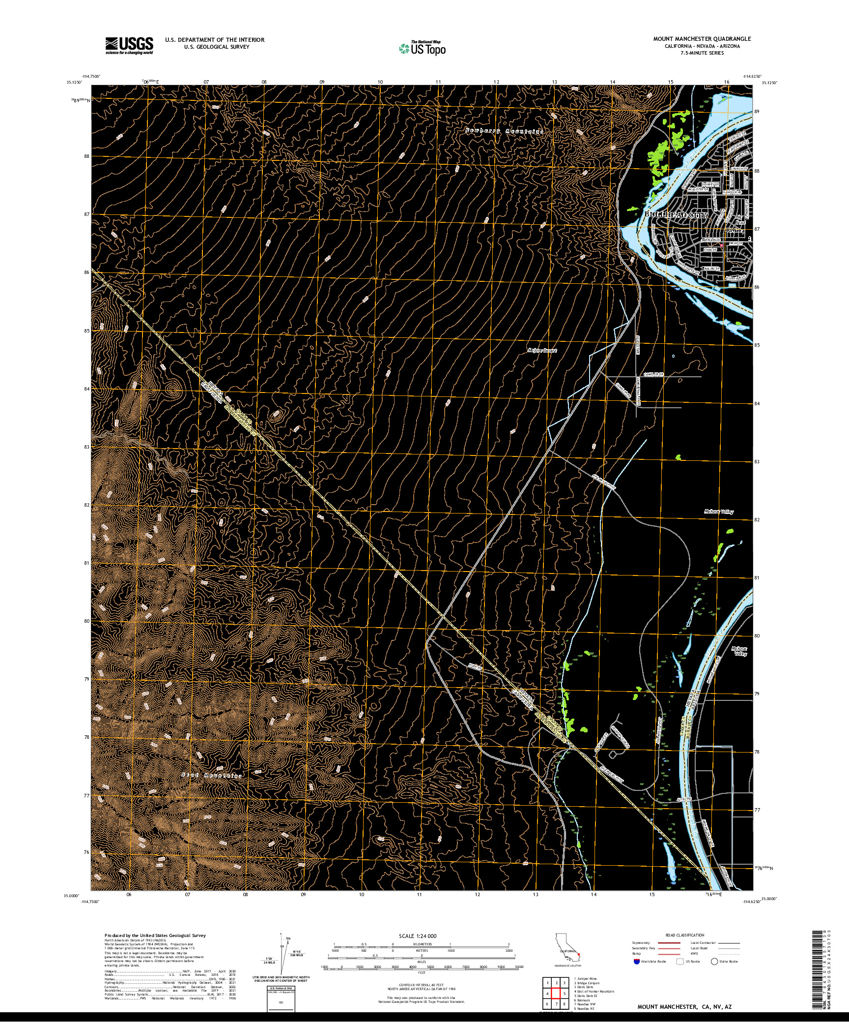 US TOPO 7.5-MINUTE MAP FOR MOUNT MANCHESTER, CA,NV,AZ