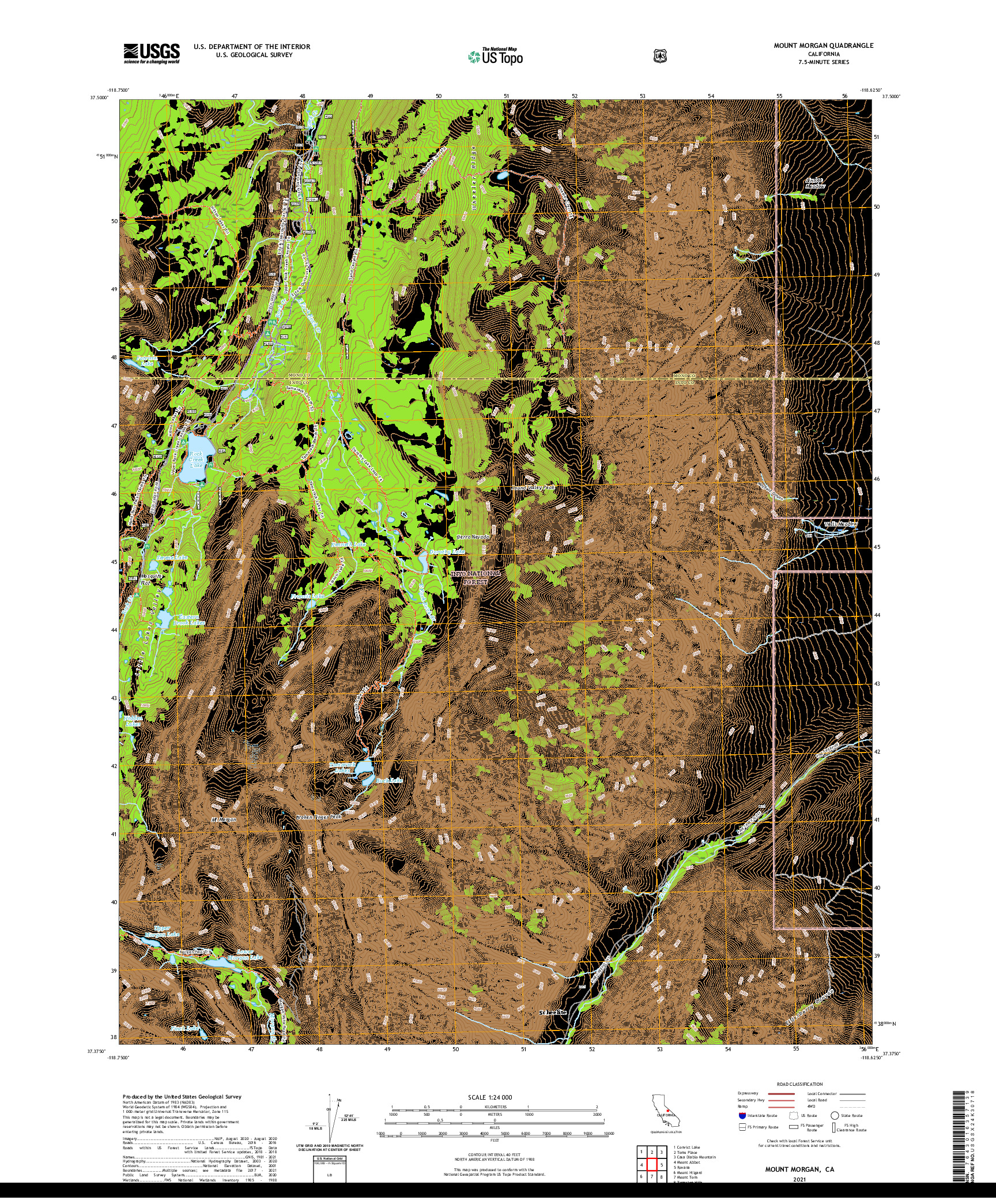 US TOPO 7.5-MINUTE MAP FOR MOUNT MORGAN, CA