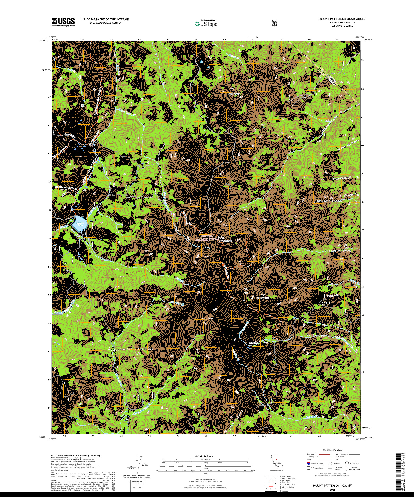 US TOPO 7.5-MINUTE MAP FOR MOUNT PATTERSON, CA,NV