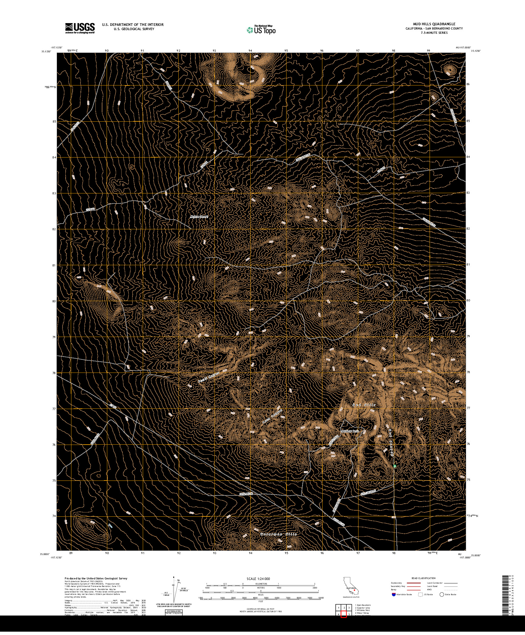 US TOPO 7.5-MINUTE MAP FOR MUD HILLS, CA