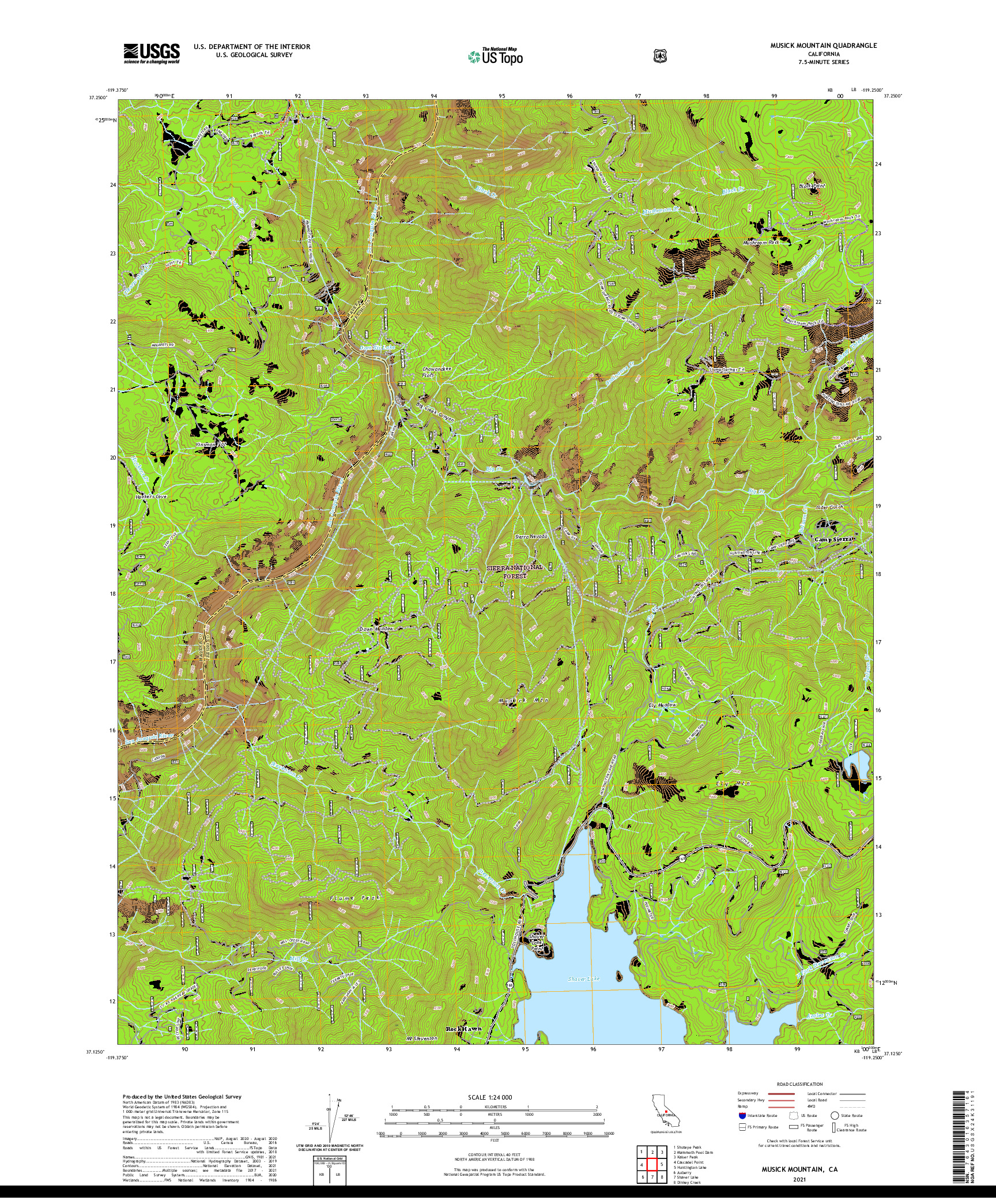 US TOPO 7.5-MINUTE MAP FOR MUSICK MOUNTAIN, CA