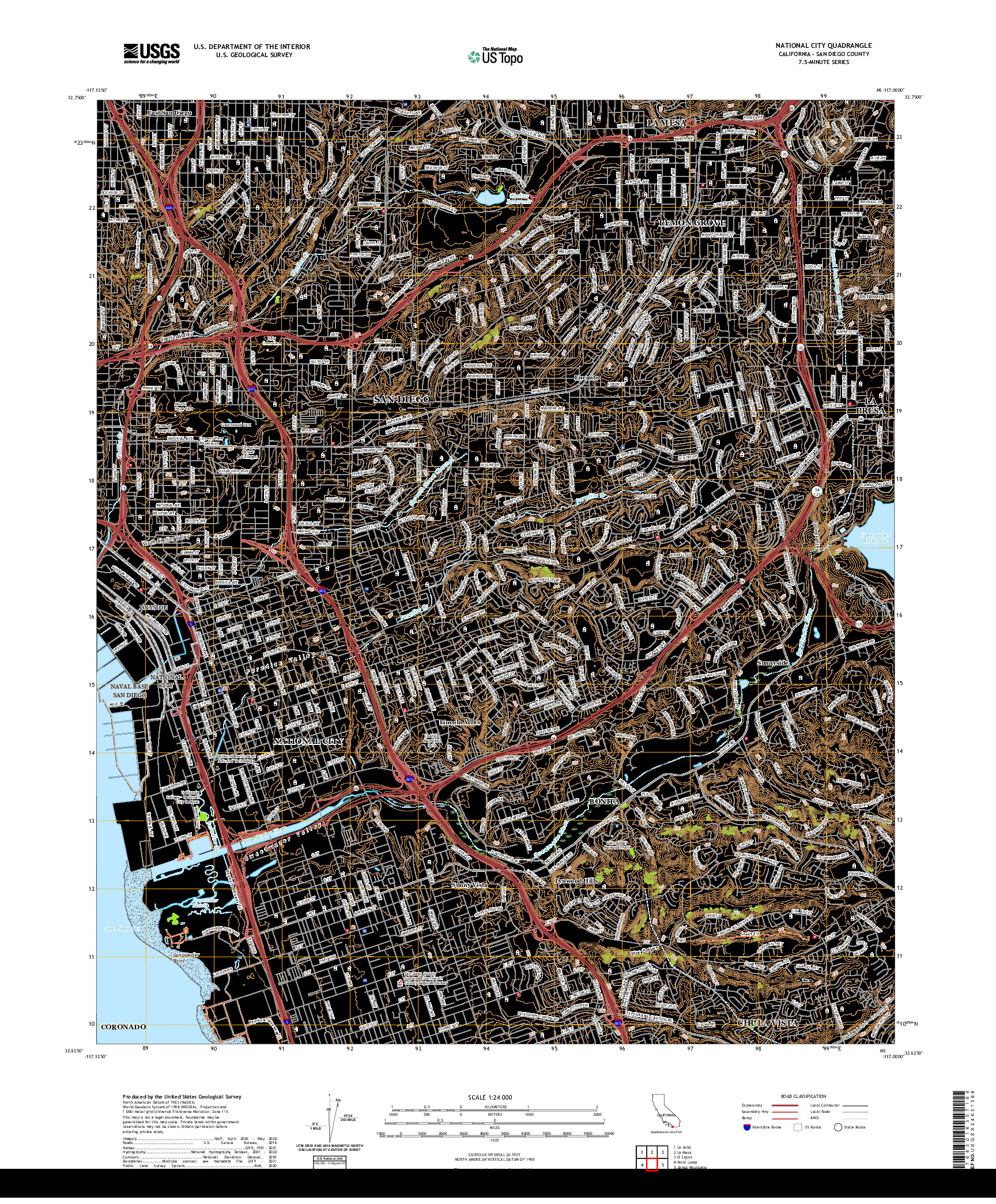 US TOPO 7.5-MINUTE MAP FOR NATIONAL CITY, CA