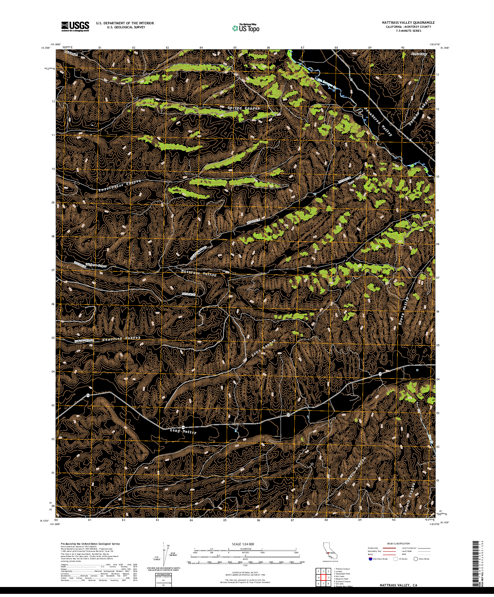 US TOPO 7.5-MINUTE MAP FOR NATTRASS VALLEY, CA