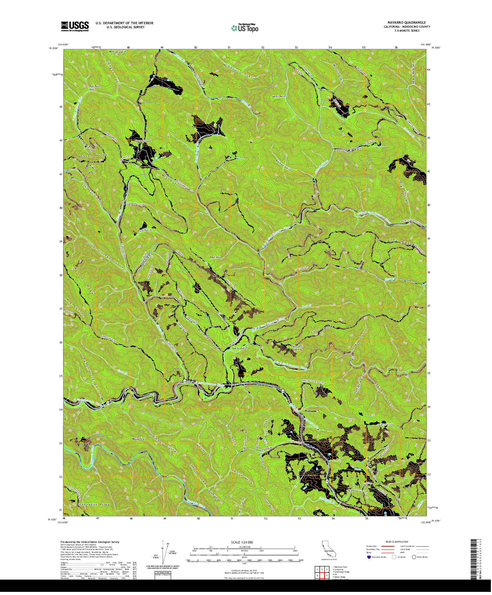 US TOPO 7.5-MINUTE MAP FOR NAVARRO, CA