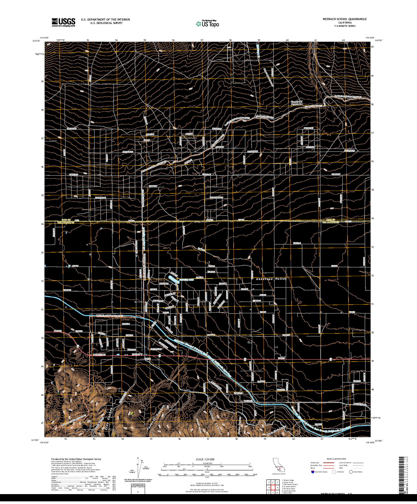 US TOPO 7.5-MINUTE MAP FOR NEENACH SCHOOL, CA