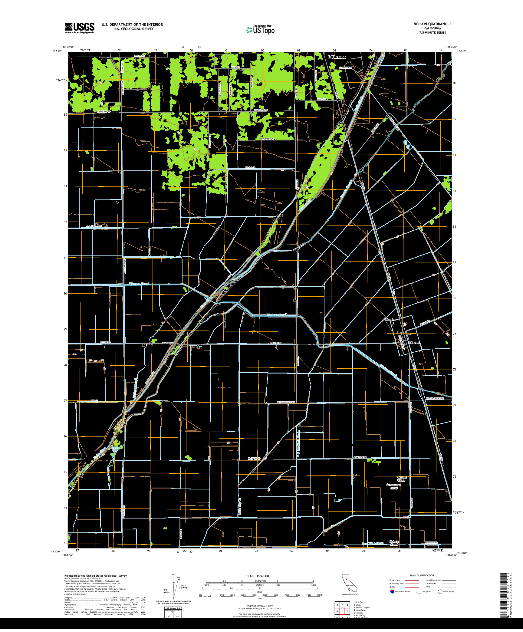 US TOPO 7.5-MINUTE MAP FOR NELSON, CA