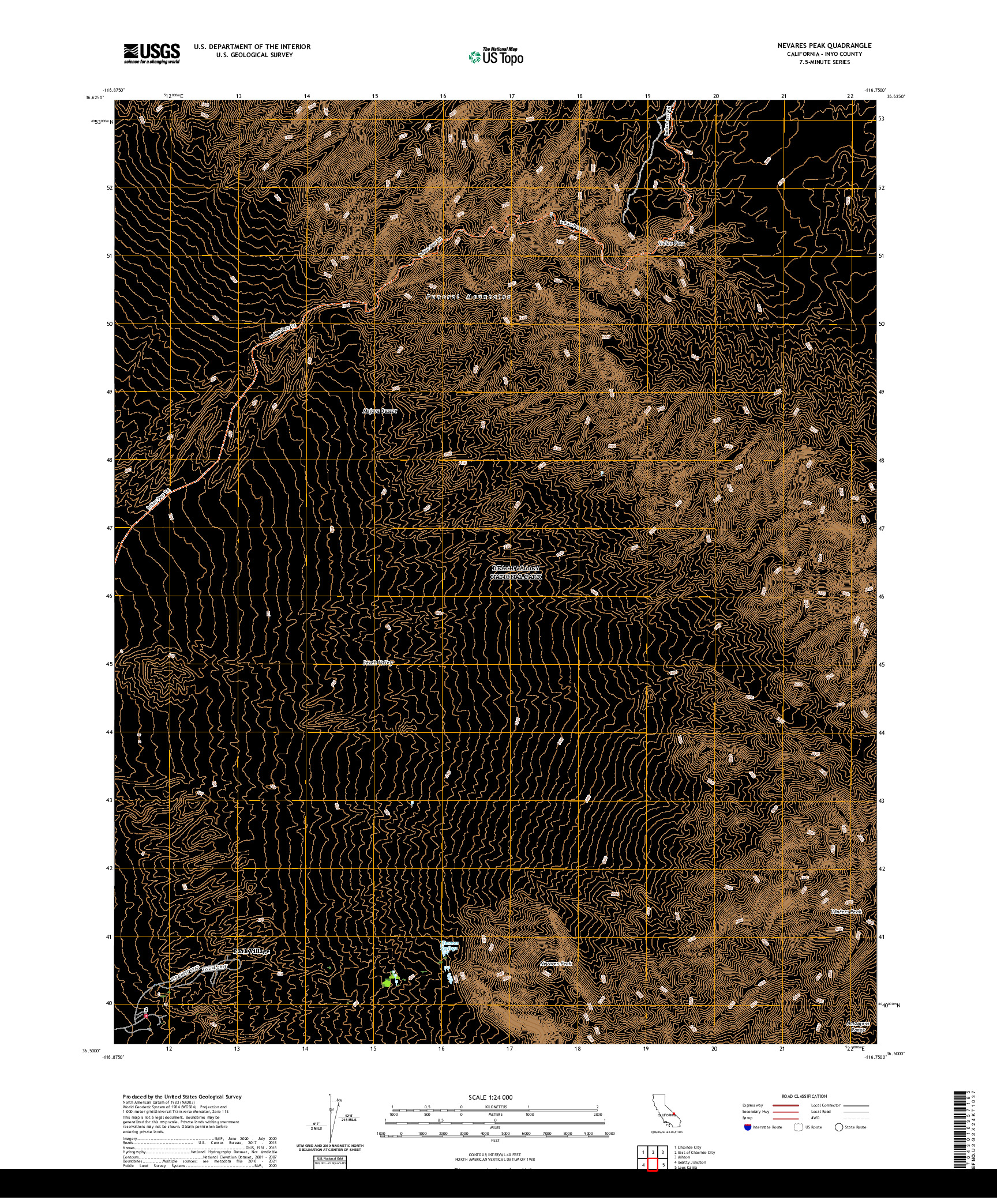 US TOPO 7.5-MINUTE MAP FOR NEVARES PEAK, CA