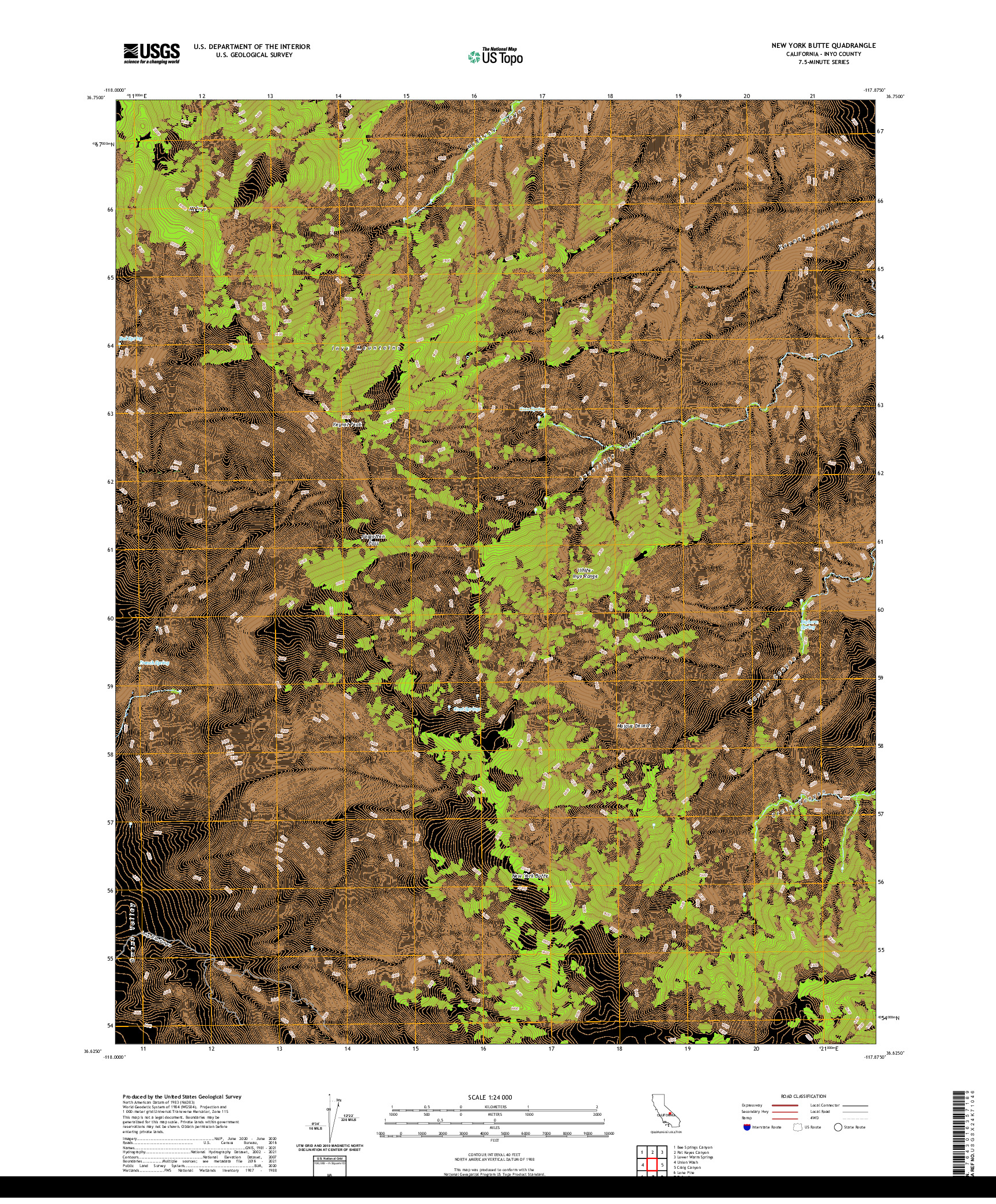 US TOPO 7.5-MINUTE MAP FOR NEW YORK BUTTE, CA