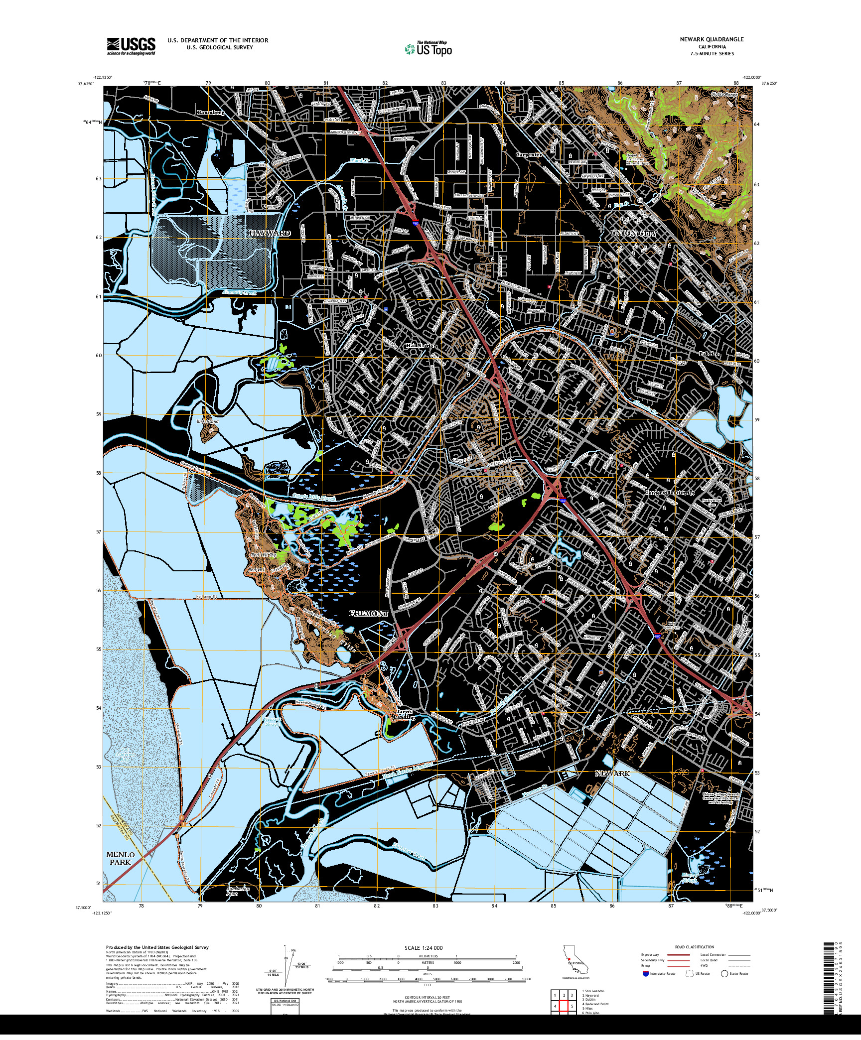 US TOPO 7.5-MINUTE MAP FOR NEWARK, CA