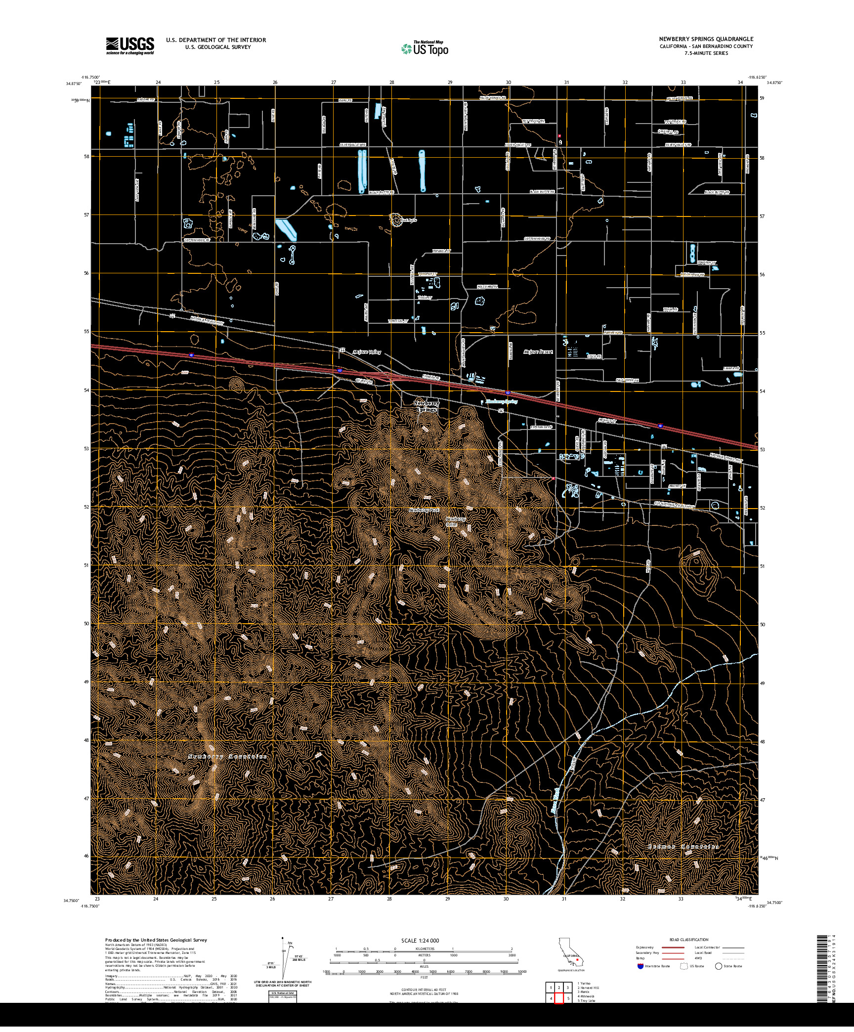 US TOPO 7.5-MINUTE MAP FOR NEWBERRY SPRINGS, CA