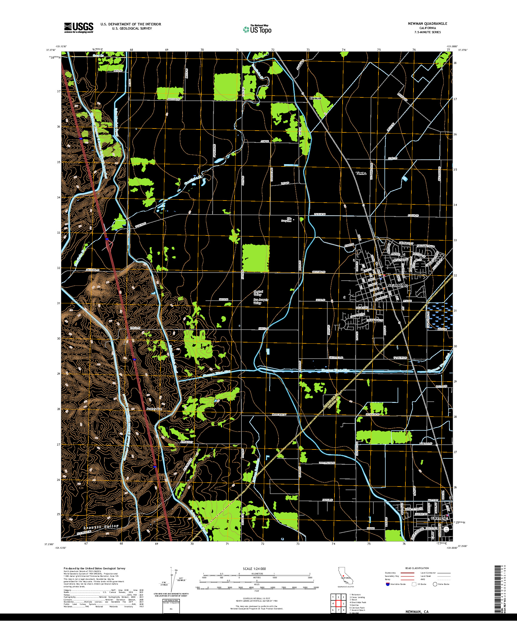 US TOPO 7.5-MINUTE MAP FOR NEWMAN, CA