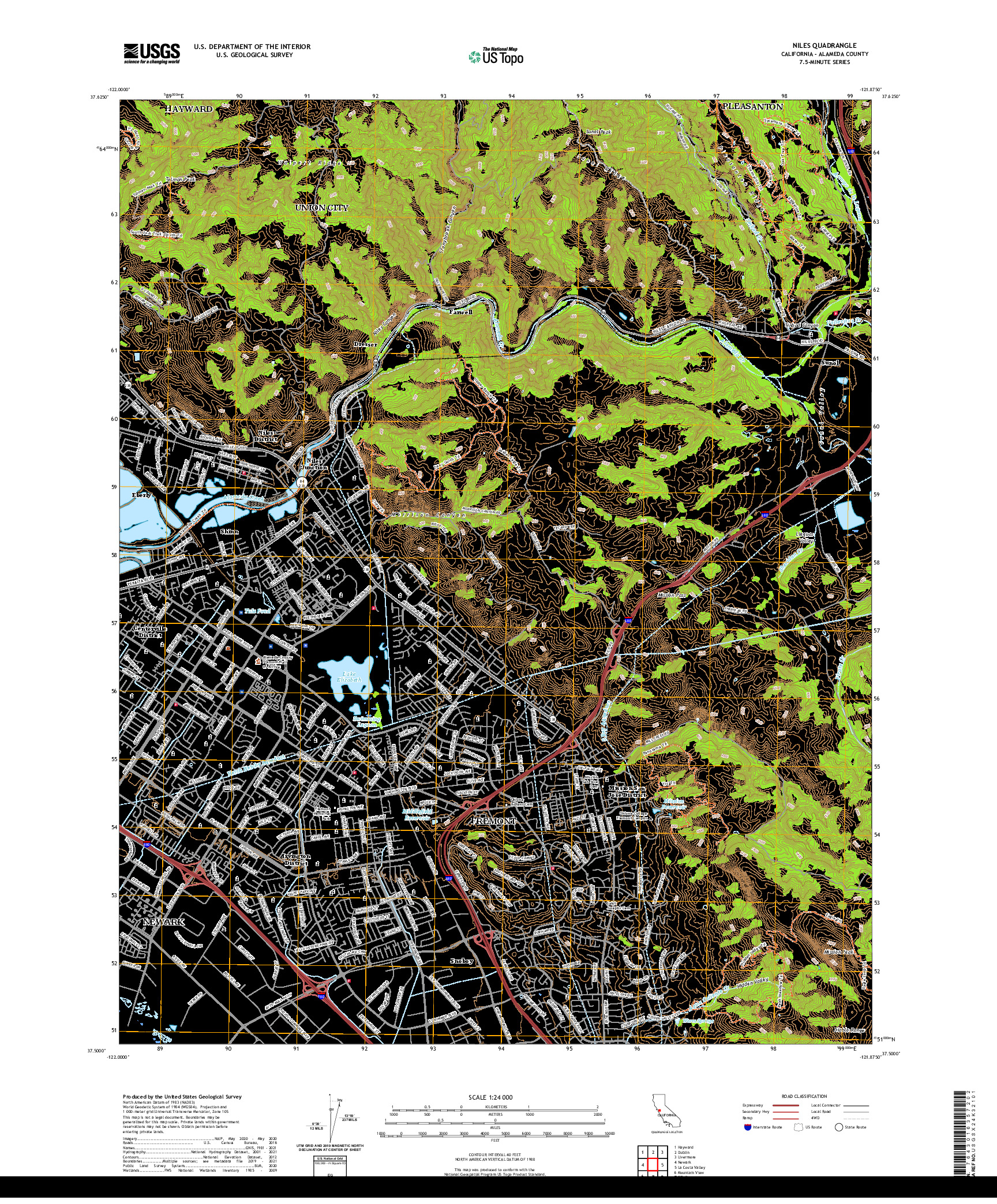 US TOPO 7.5-MINUTE MAP FOR NILES, CA